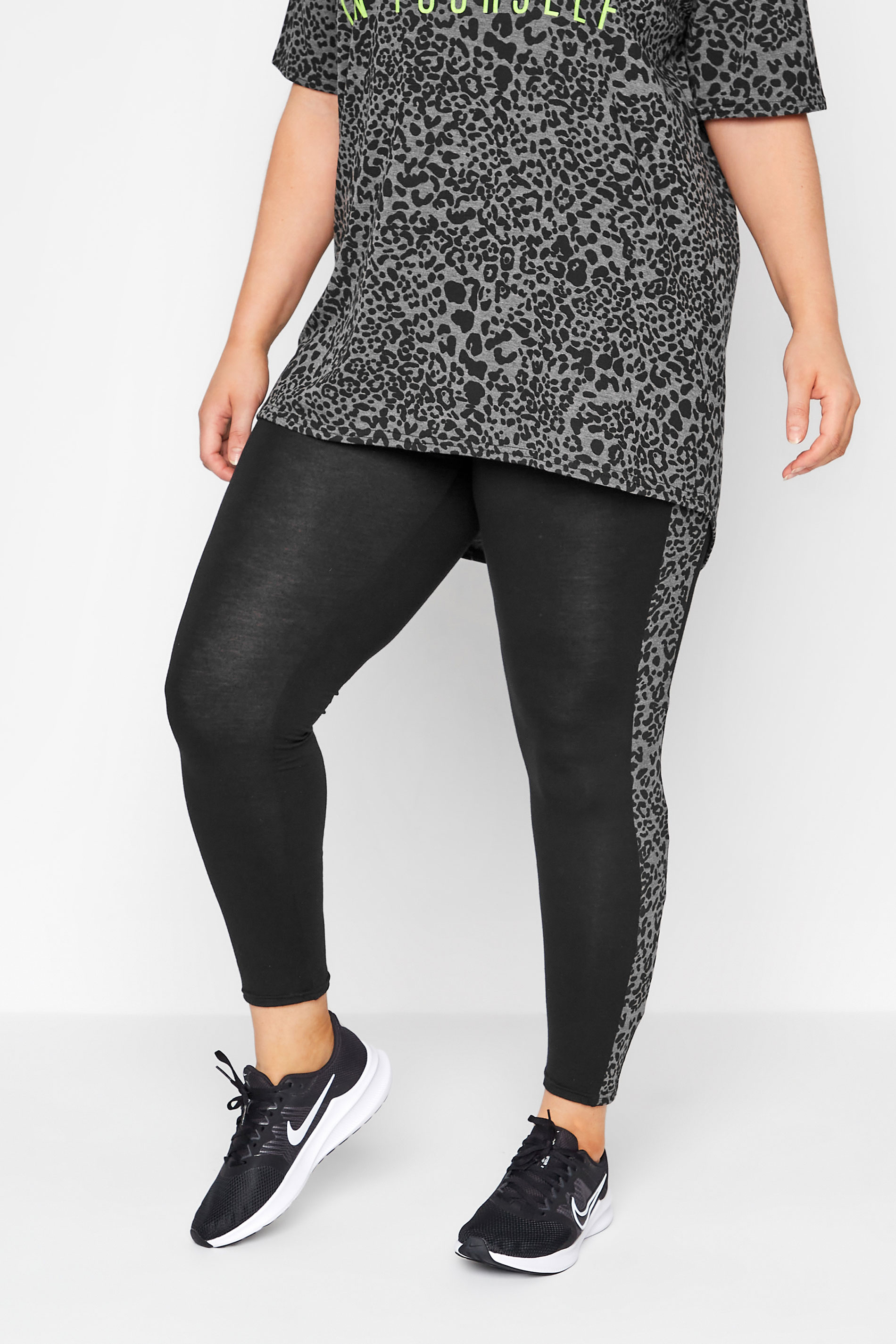 ACTIVE Curve Black Leopard Print Panel 