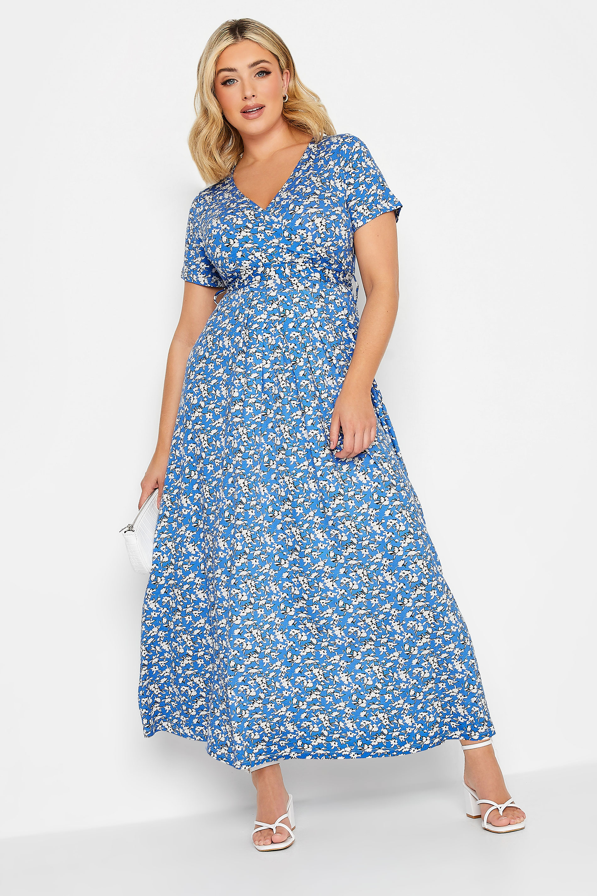 YOURS Curve Plus Size Blue Ditsy Print Maxi Dress | Yours Clothing  2