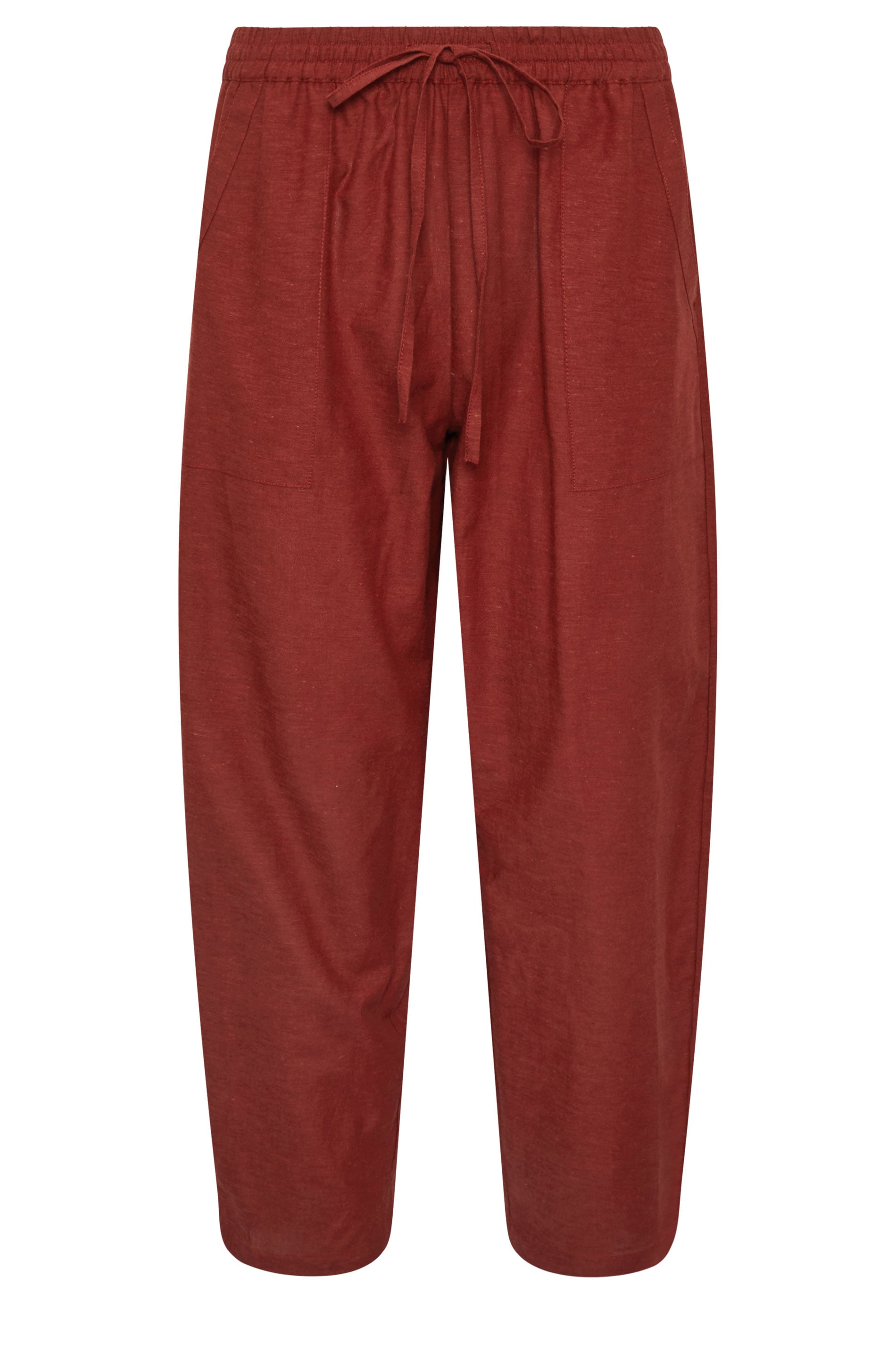 PixieGirl Petite Women's Brick Red Linen Barrel Trousers | PixieGirl 5