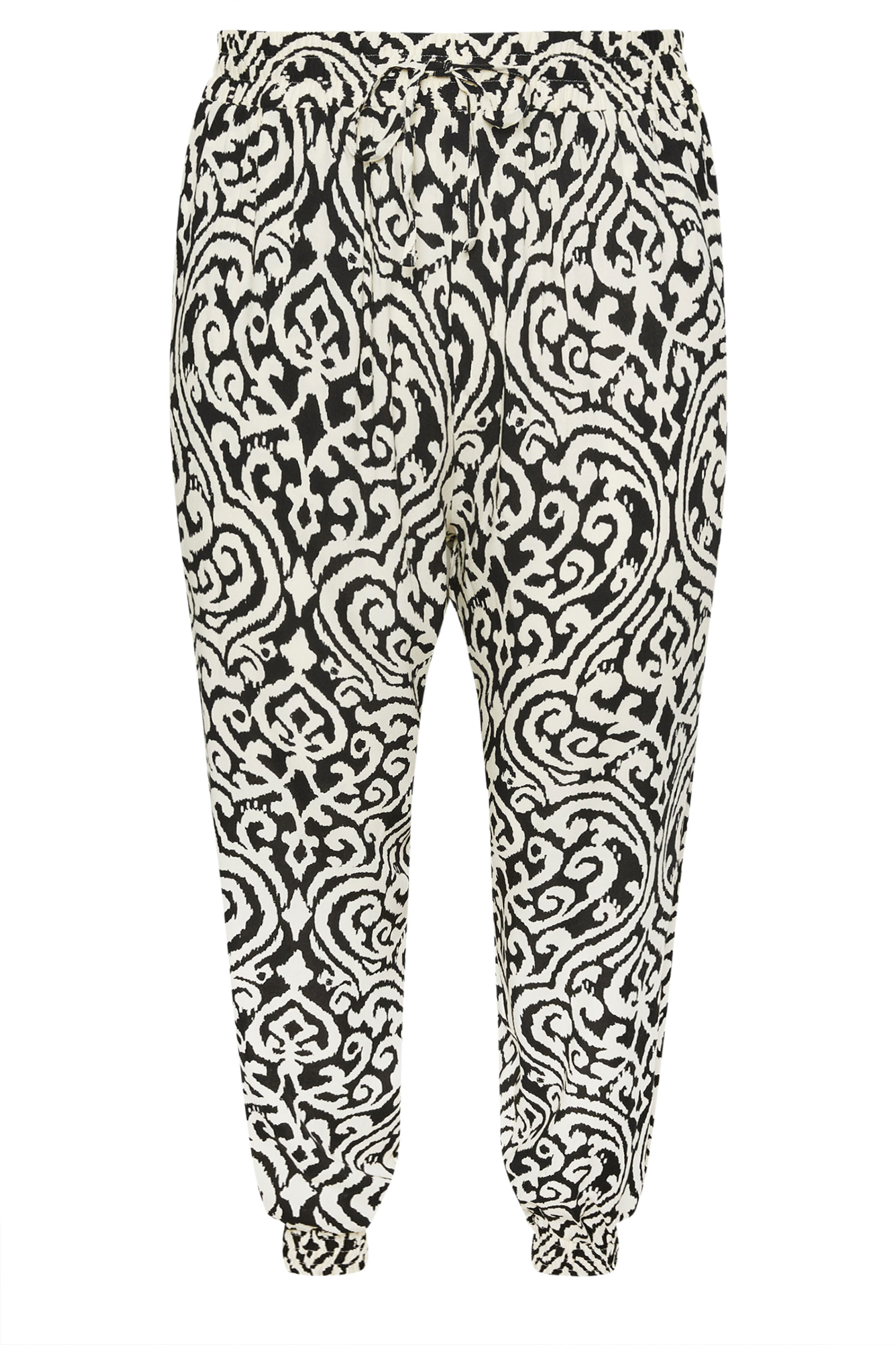 EVANS Plus Size Black Ikat Print Cuffed Harem Trousers | Evans  5