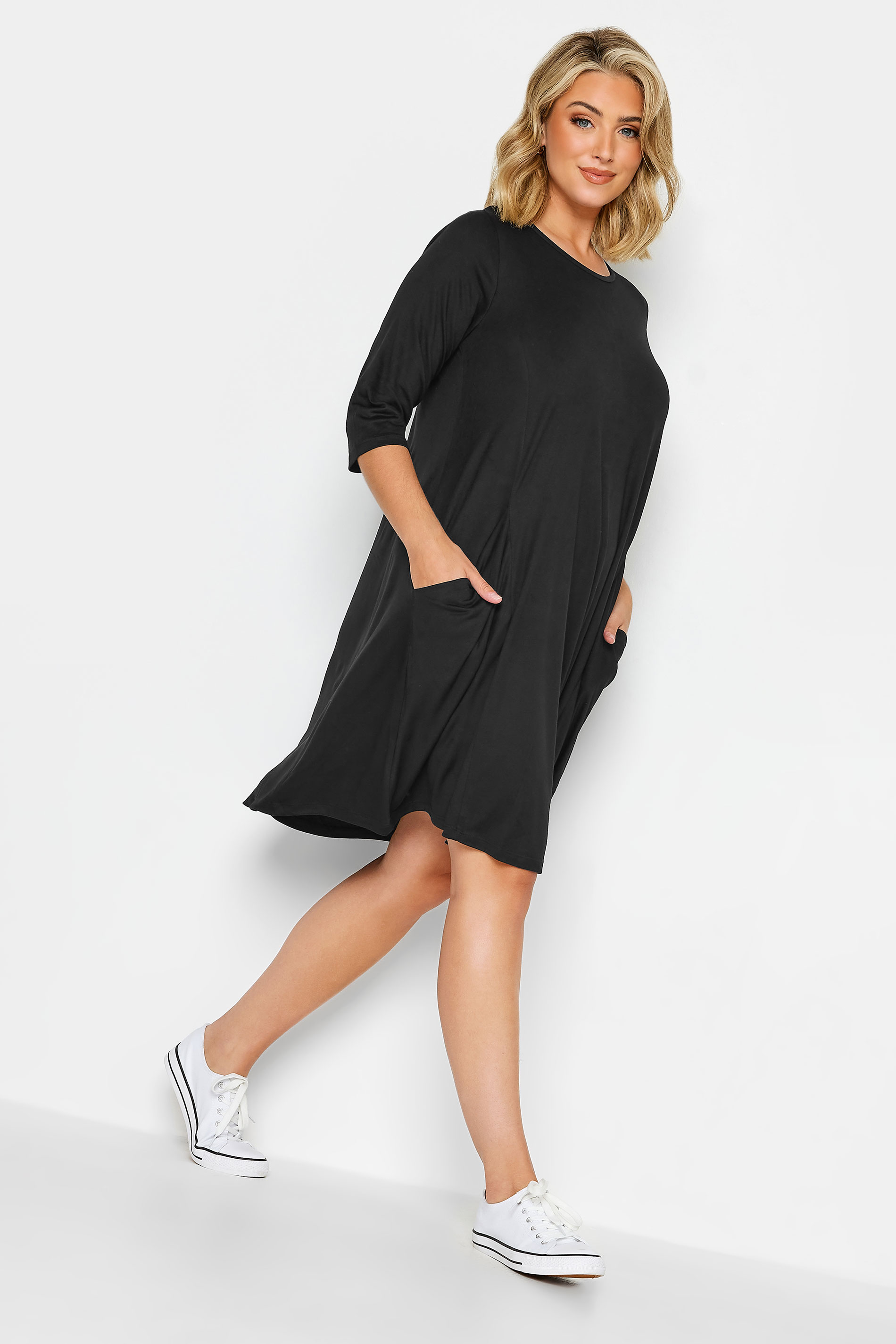 YOURS Plus Size Black Pocket Dress | Yours Clothing 2
