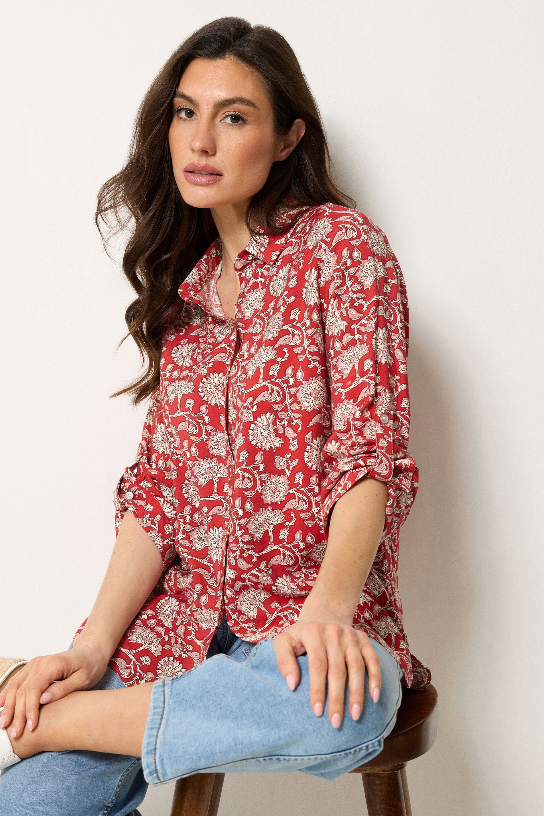 M&Co Red Paisley Print Shirt | M&Co 3