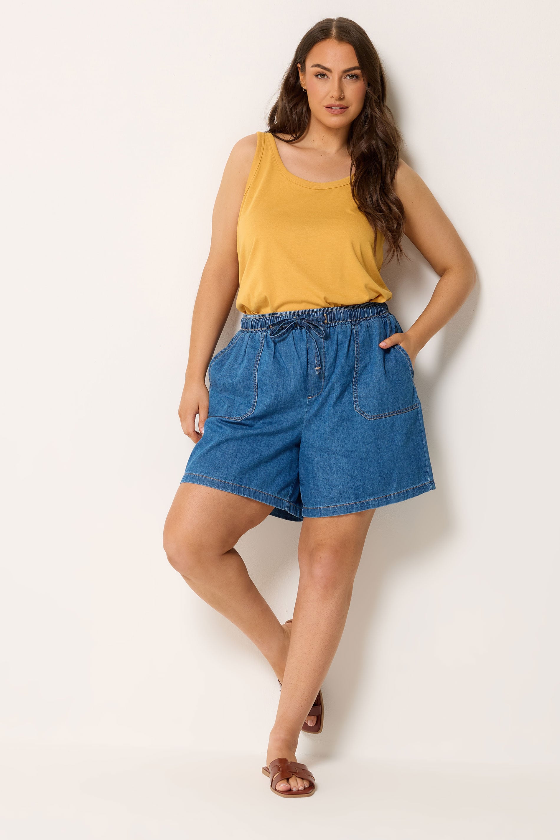 YOURS Plus Size Yellow Core Vest Top | Yours Clothing 3