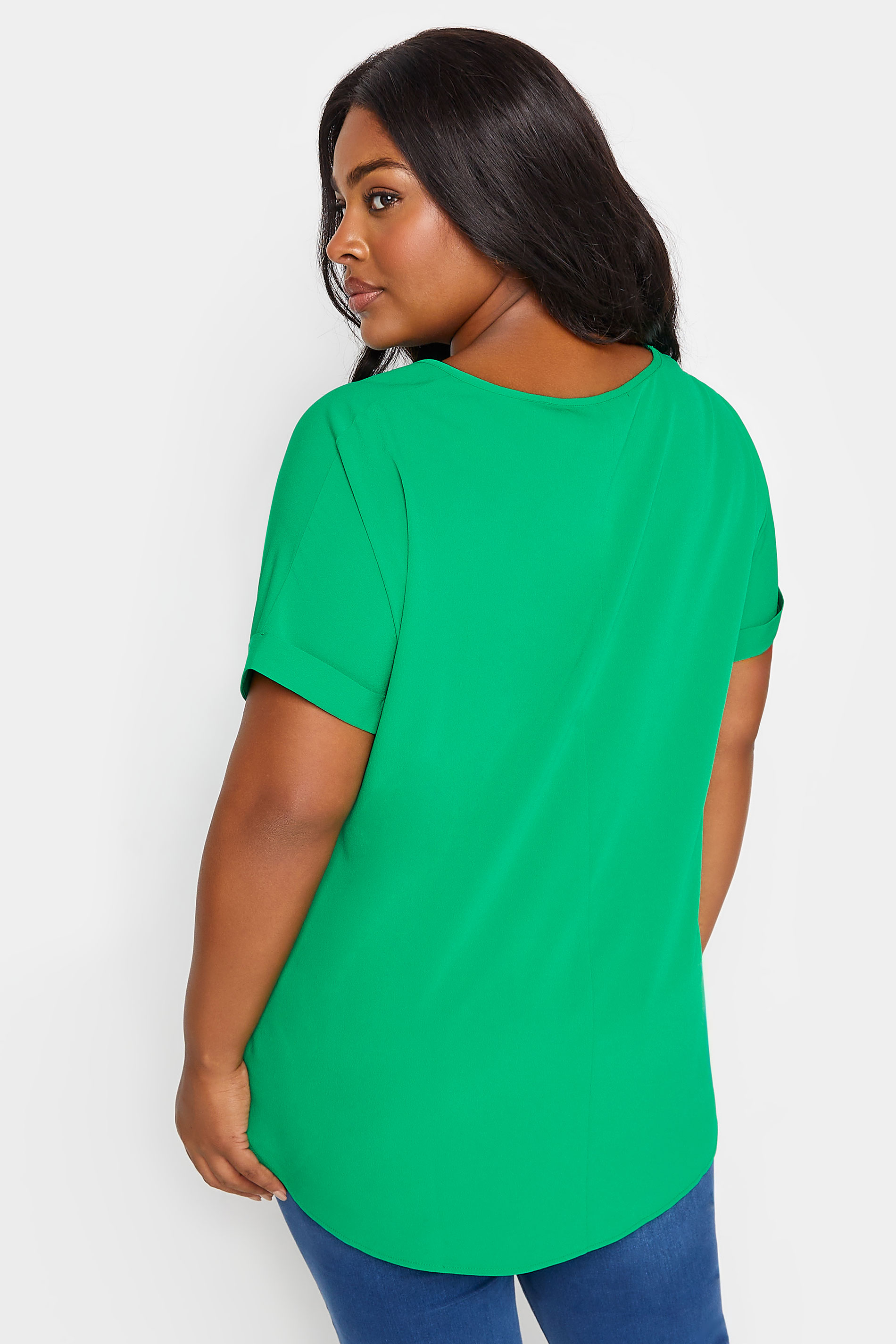 YOURS Plus Size Green Short Sleeve Blouse | Yours Clothing 3