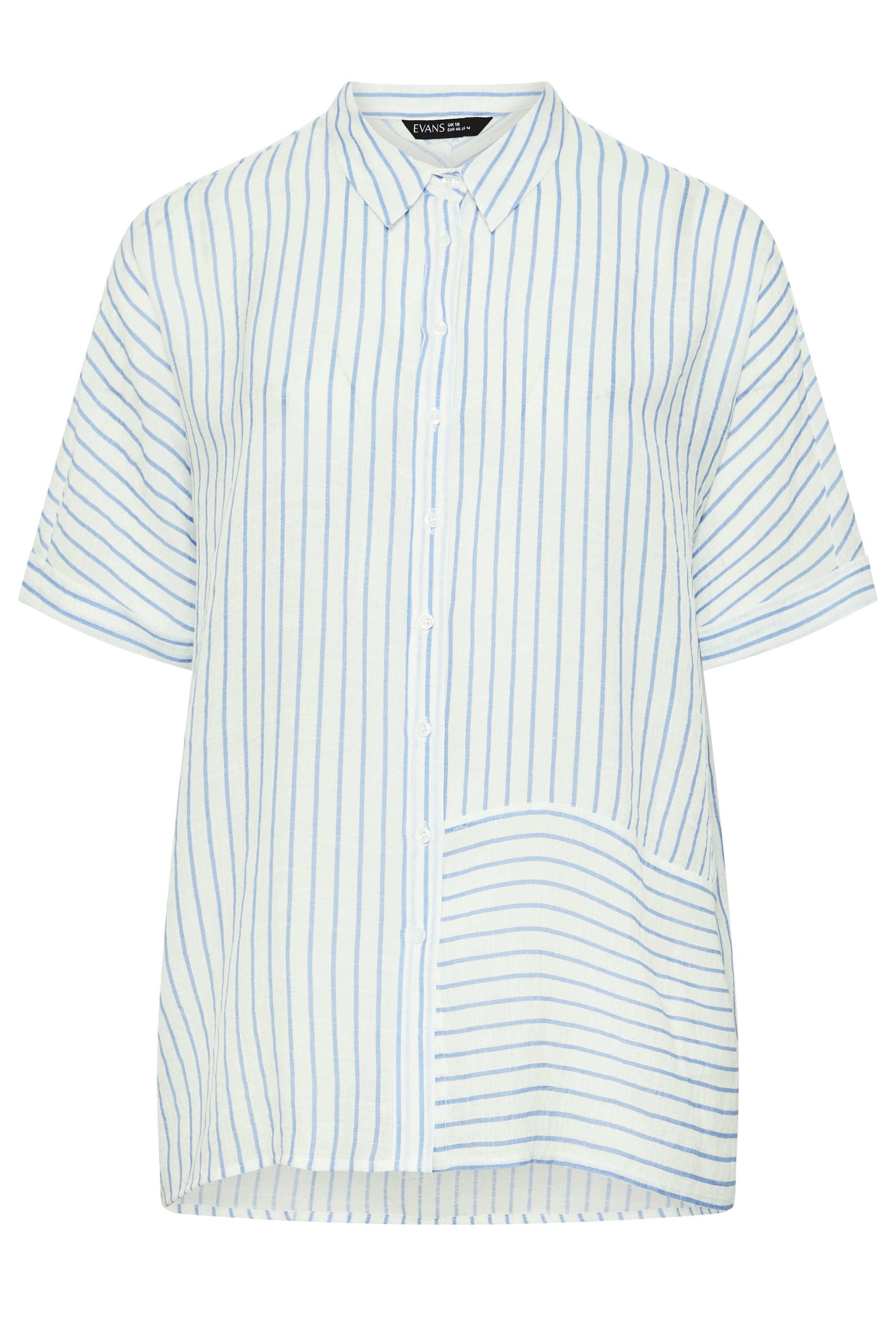 EVANS Curve Blue & White Stripe Shirt | Evans 6