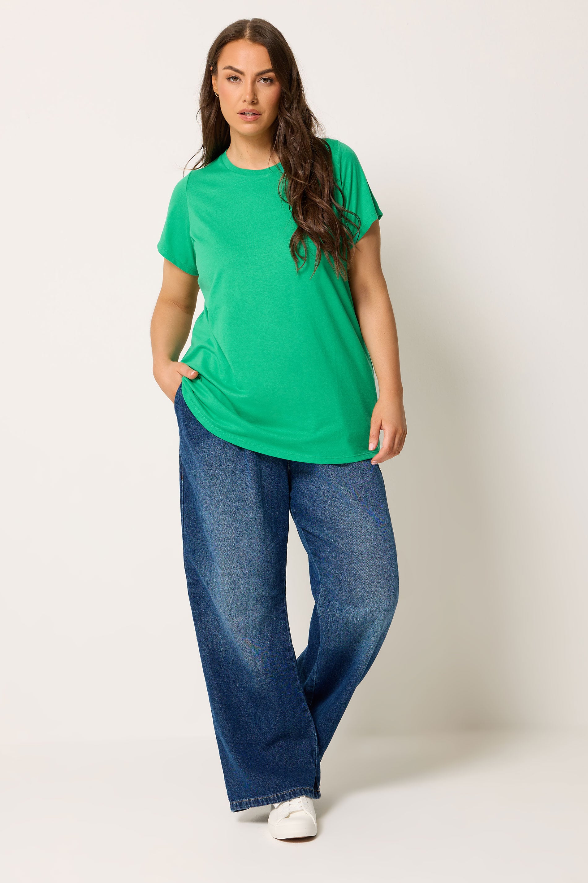 YOURS Plus Size Green Core Basic T-Shirt | Yours Clothing 1