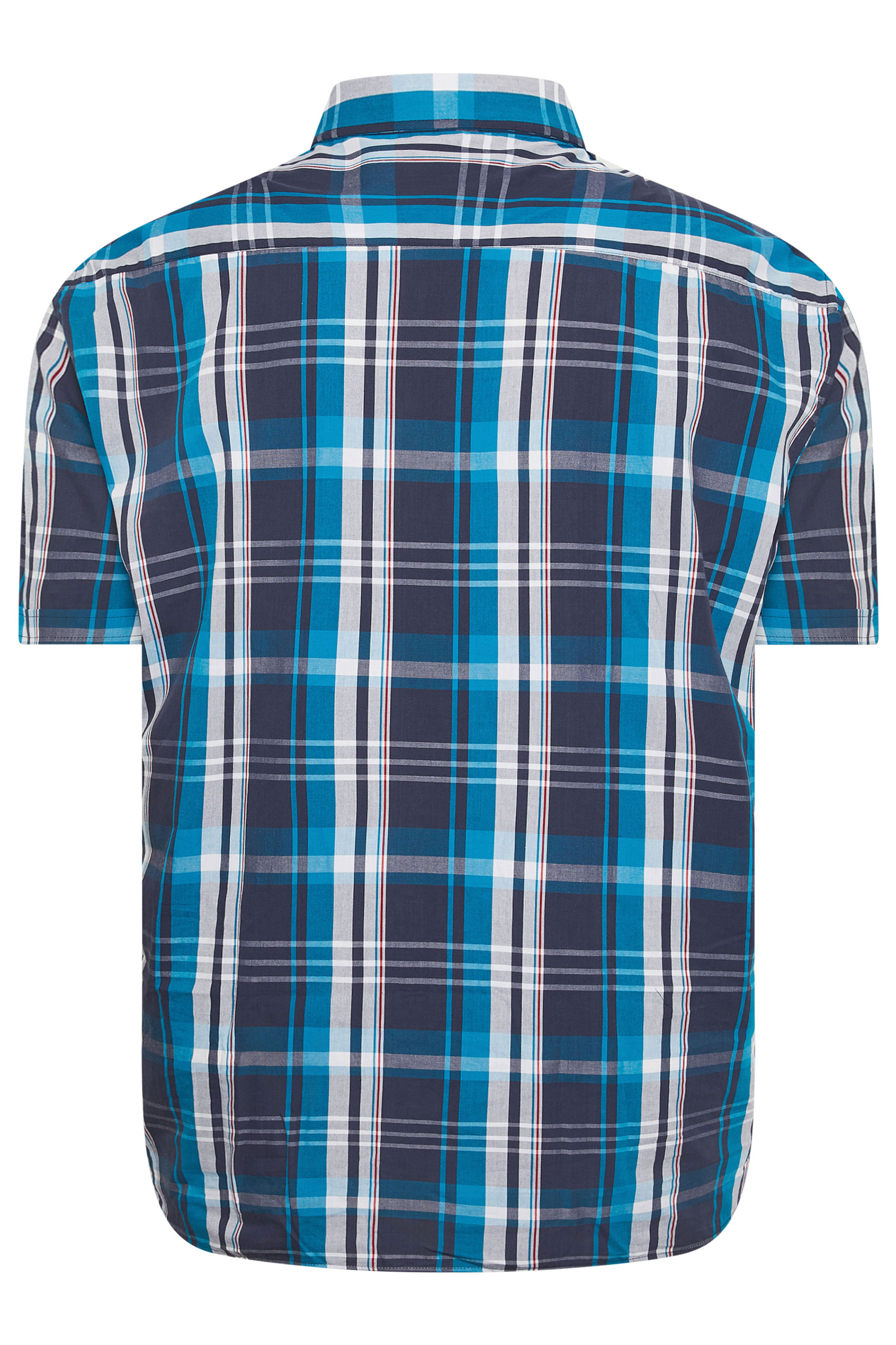 KAM Big & Tall Navy Blue Check Short Sleeve Shirt 4
