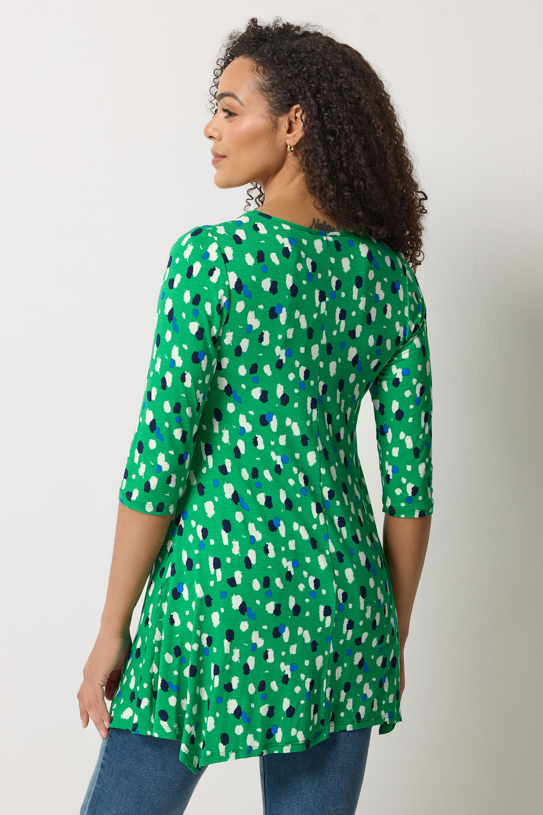 M&Co Green Spot Print Hanky Hem Top | M&Co 2