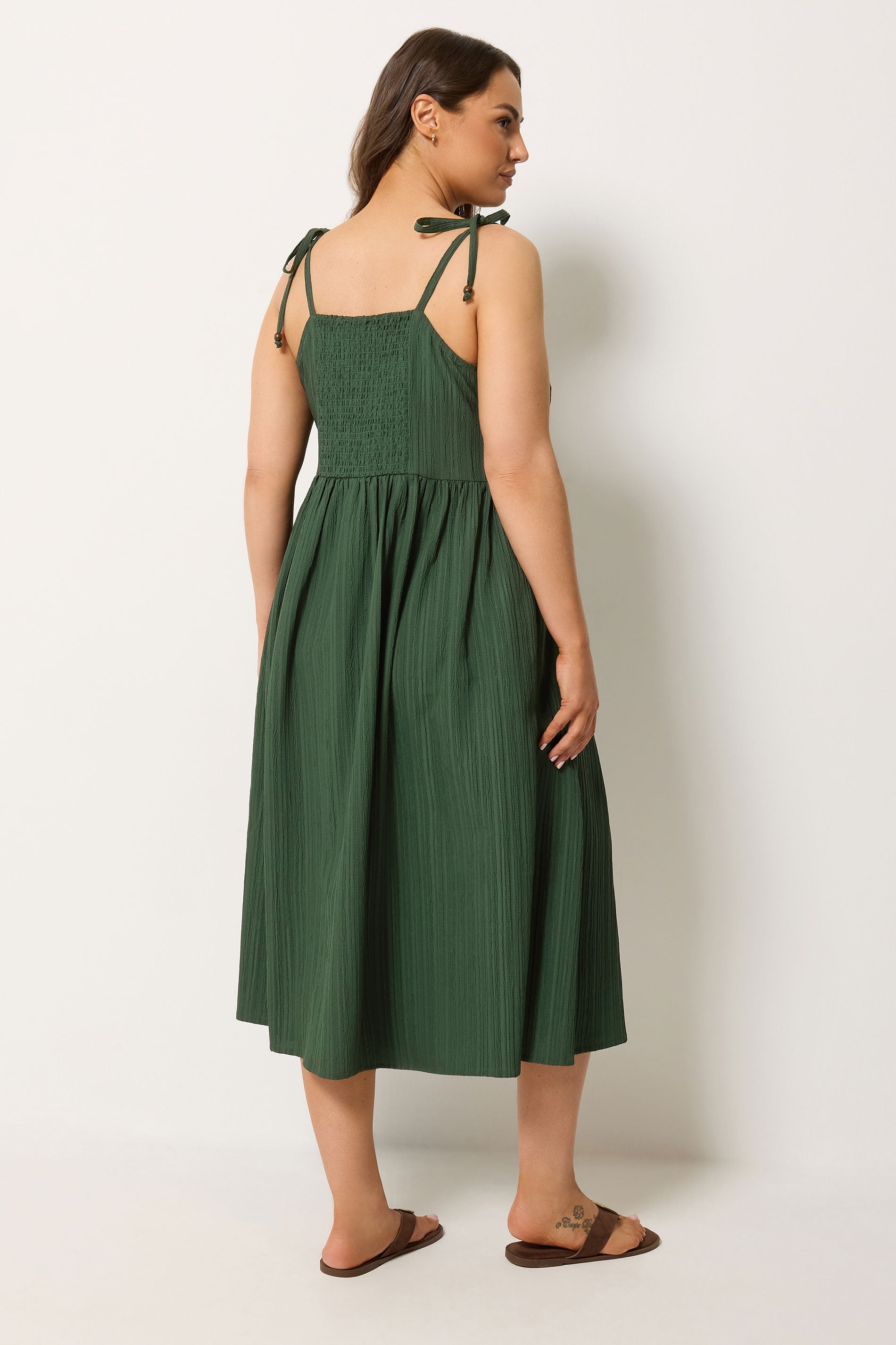 YOURS Plus Size Green Strappy Dress | Yours Clothing 2