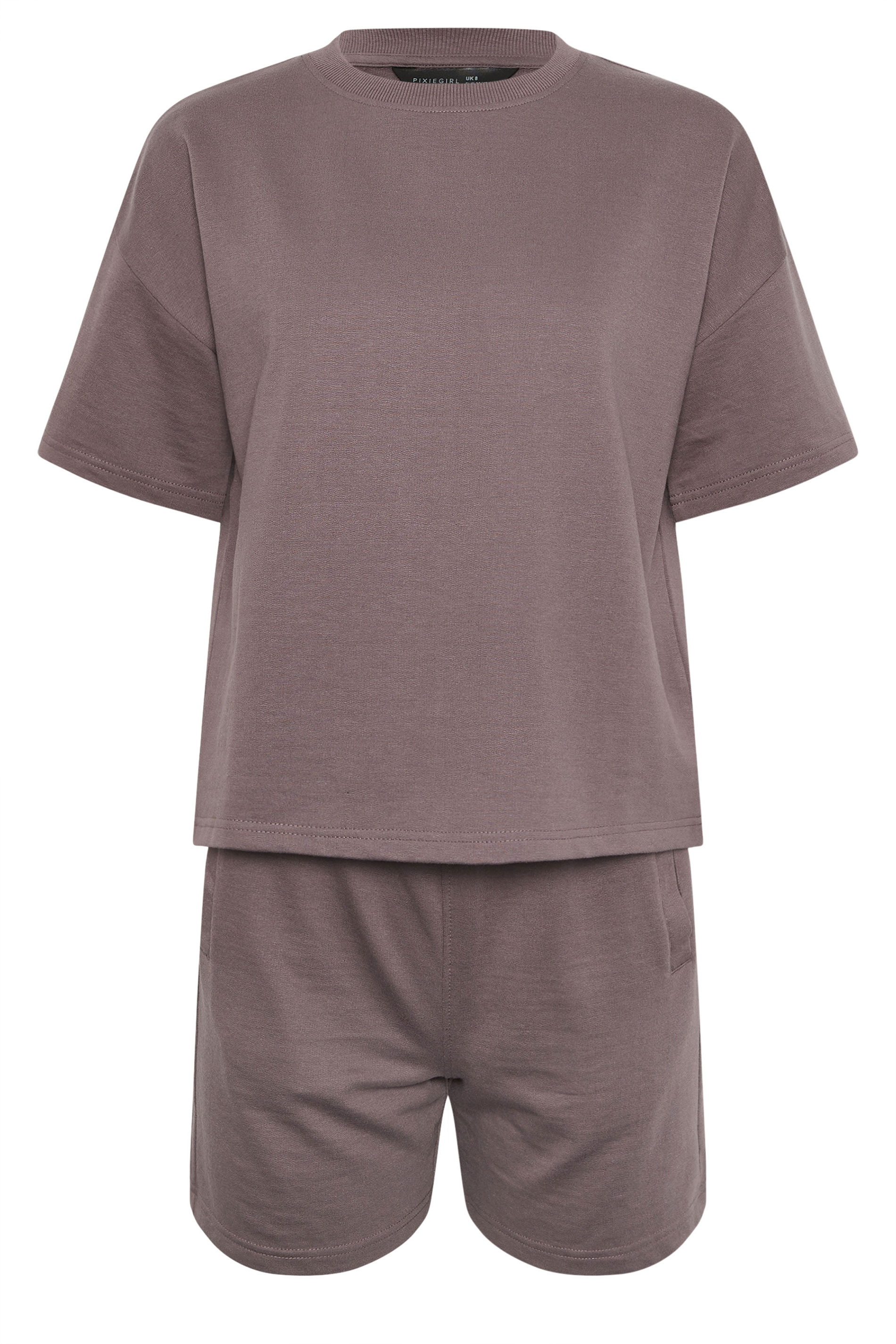 PixieGirl Petite Women's Set Plum Purple Sweat T-Shirt & Shorts | PixieGirl 5