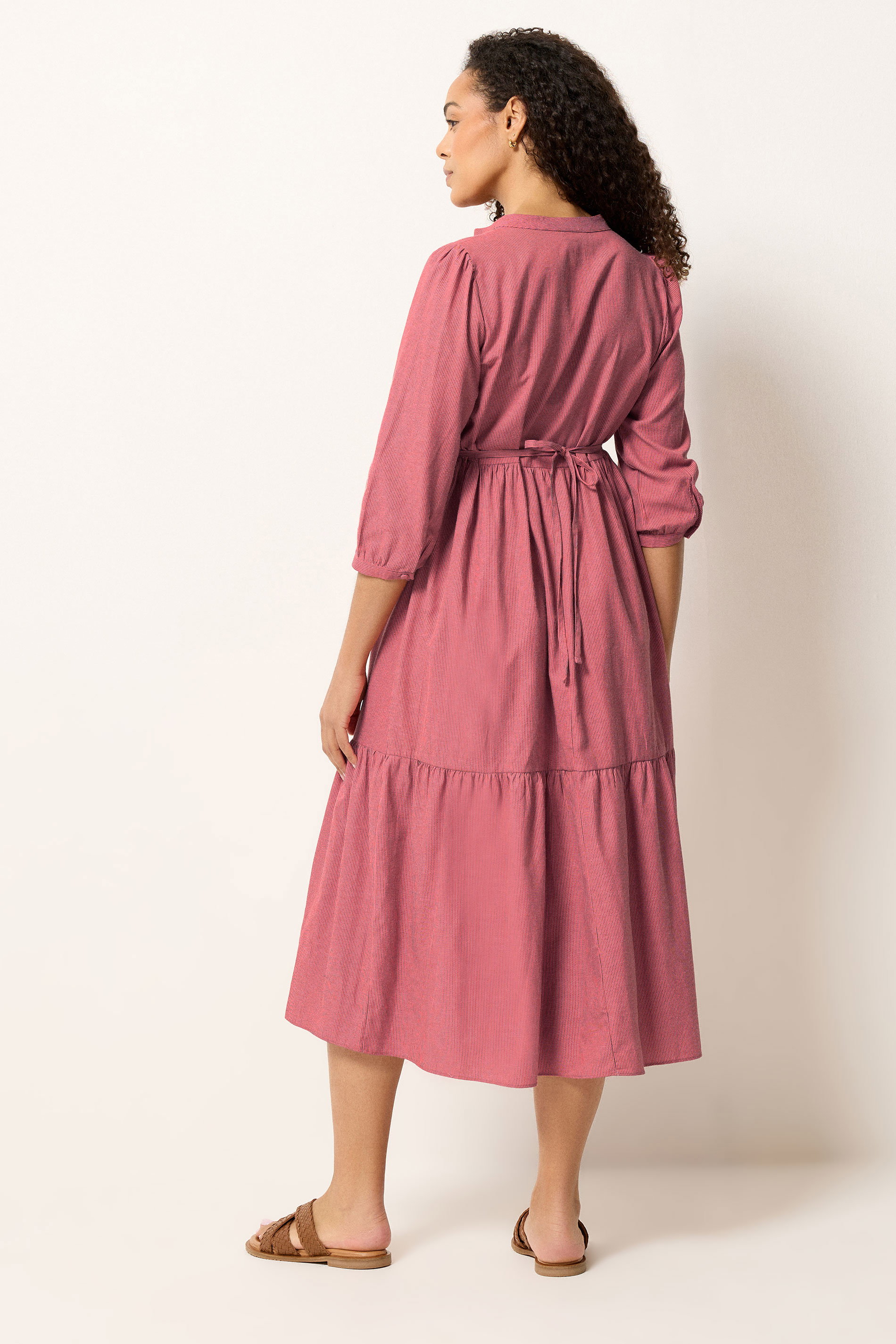 M&Co Orange Fine Stripe Tiered Maxi Dress | M&Co 2