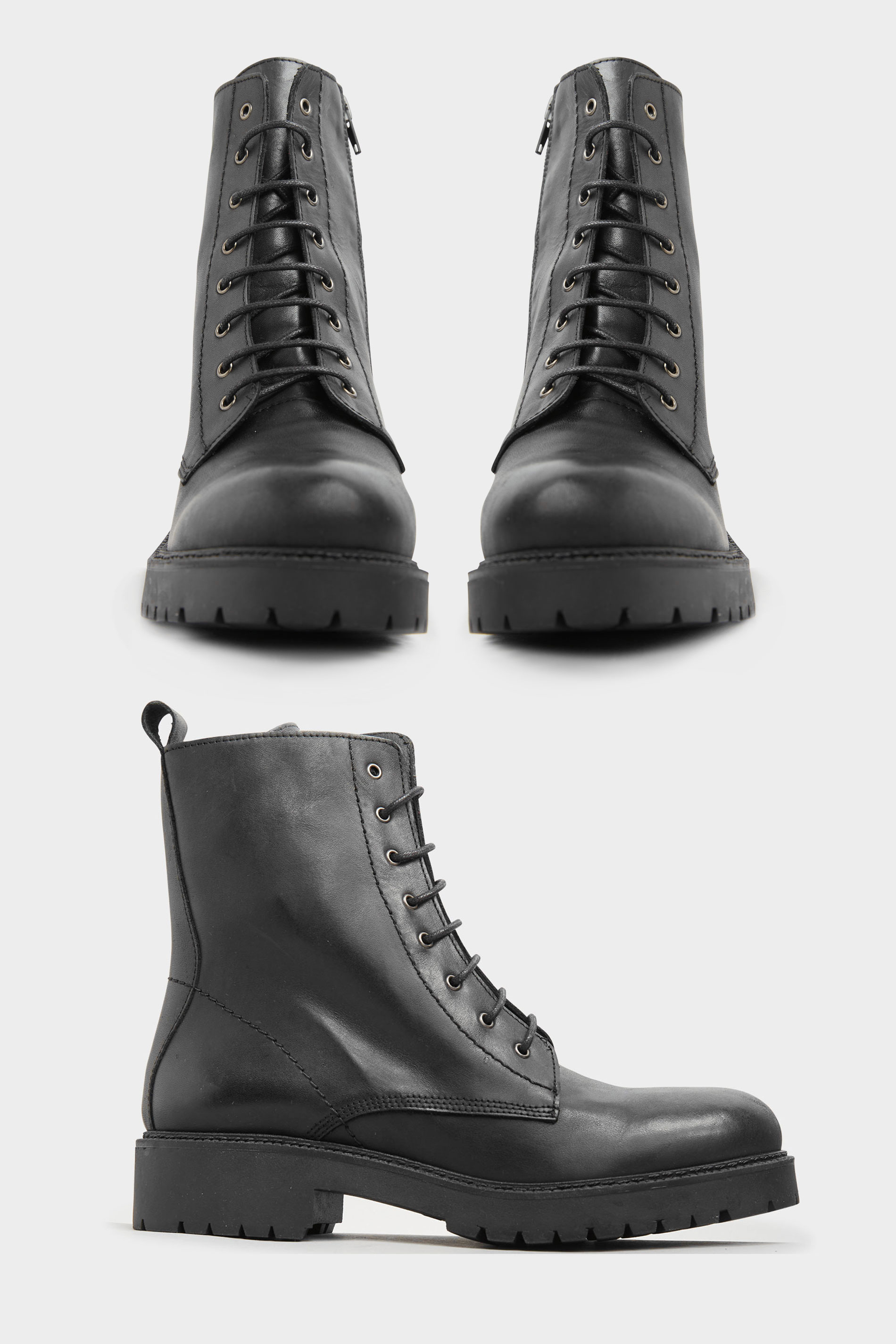 Black Lace Up Leather Boots | Long Tall Sally