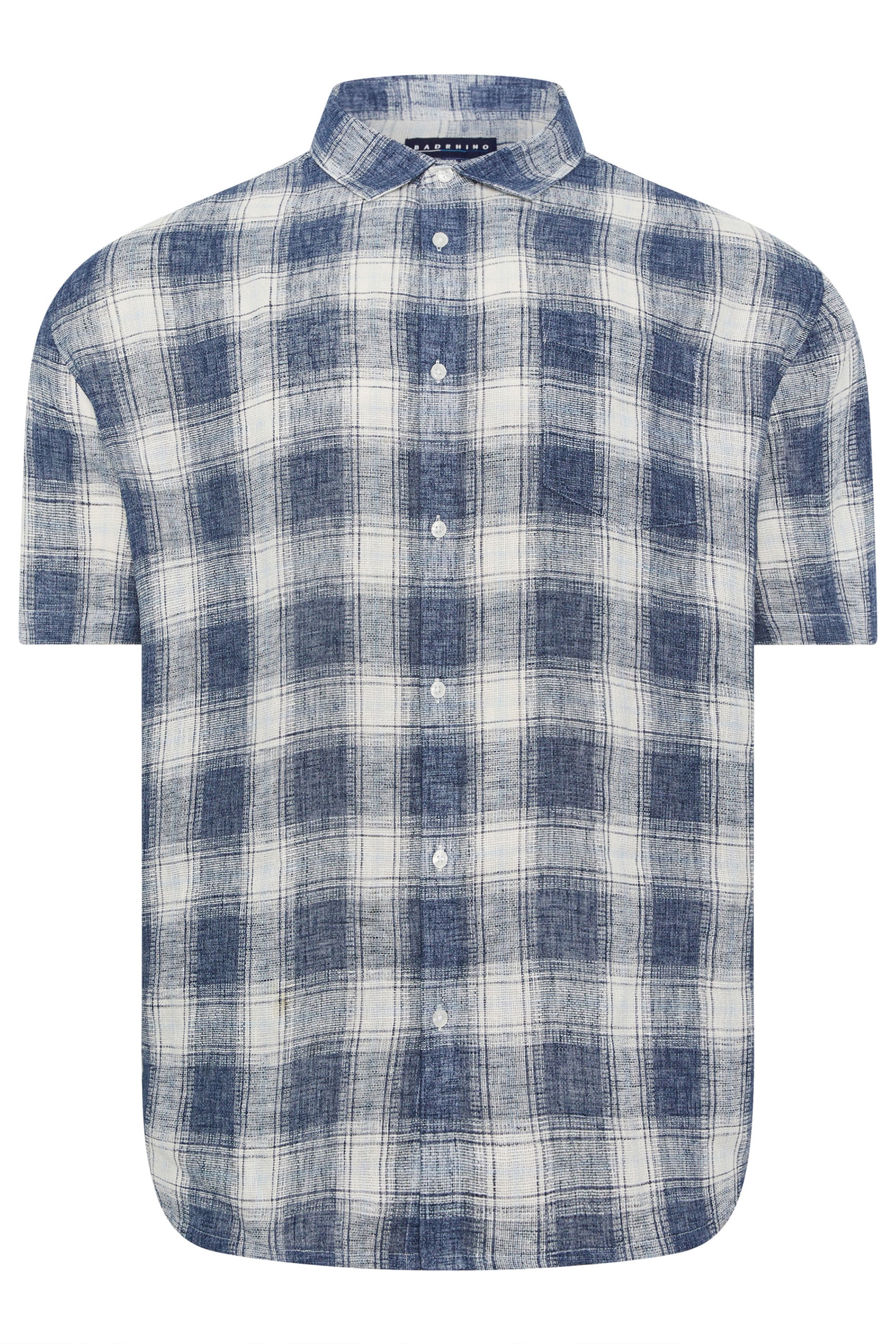 BadRhino Big & Tall Blue Check Print Short Sleeve Shirt | BadRhino 6