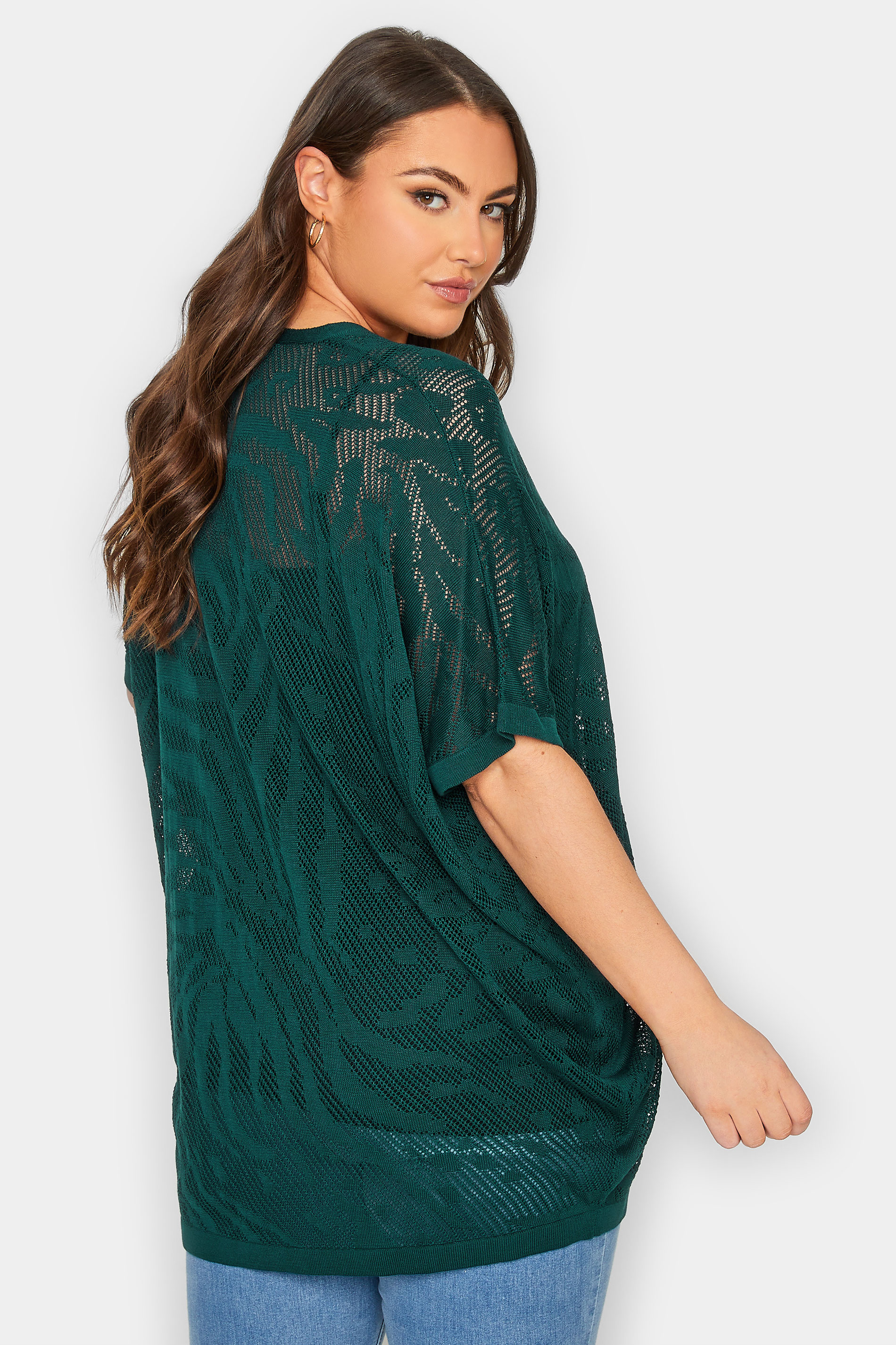 YOURS Plus Size Forest Green Animal Print Cardigan | Yours Clothing 3