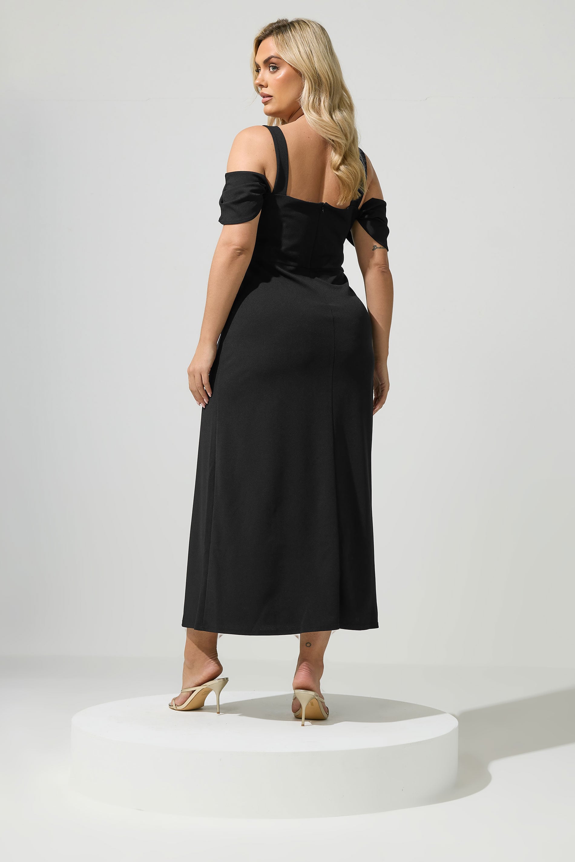 YOURS LONDON Plus Size Black Cold Shoulder Maxi Dress | Yours Clothing 2