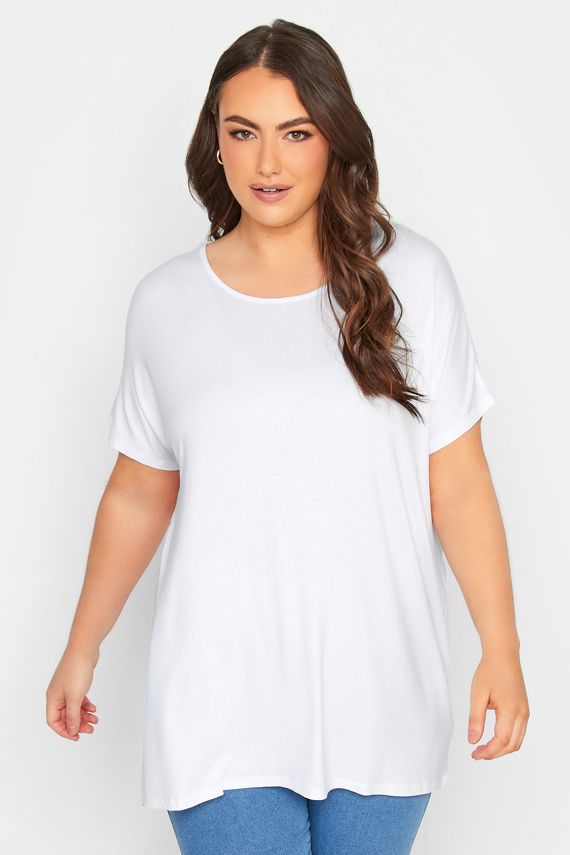 Plus Size White Grown On Sleeve T-Shirt | Yours Clothing  1
