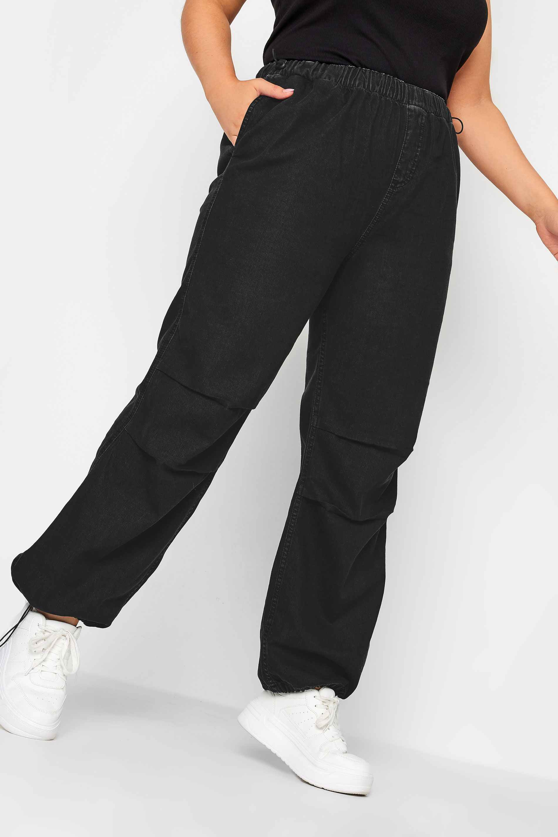 YOURS Plus Size Black Denim Parachute Jeans | Yours Clothing  1