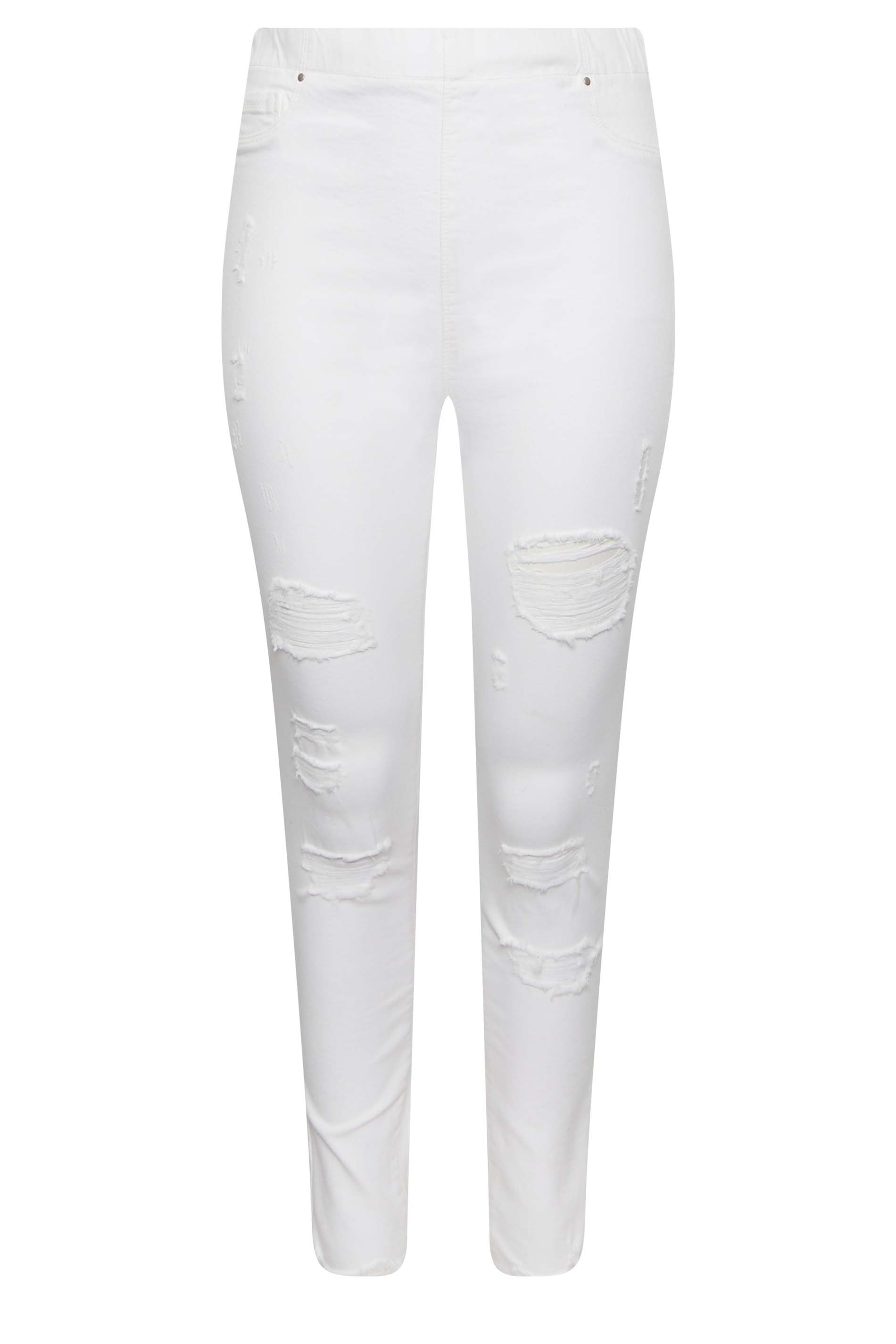 YOURS Plus Size White Stretch Extreme Ripped JENNY Jeggings