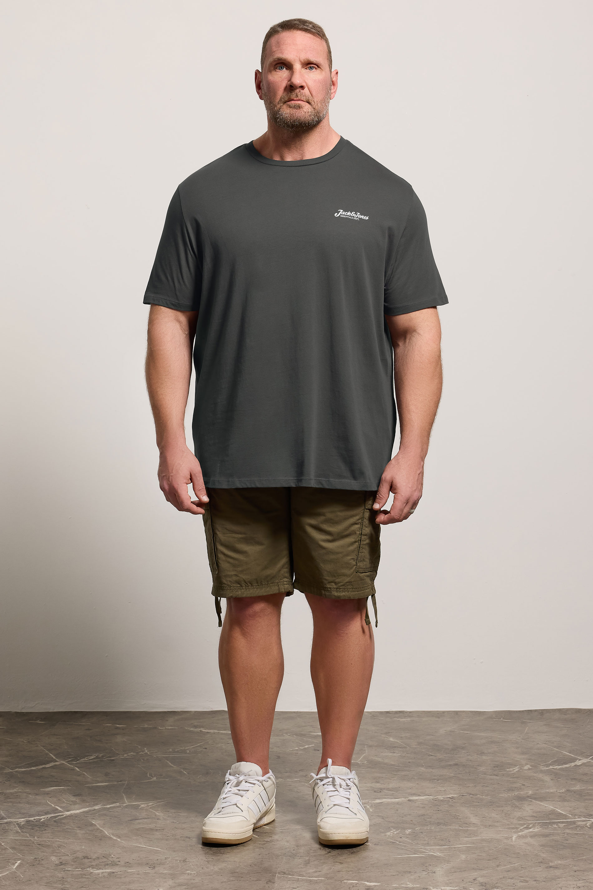 JACK & JONES Big & Tall 5 Pack Blue/Off-White/Yellow/Green/Pink Core T-Shirts | BadRhino 4