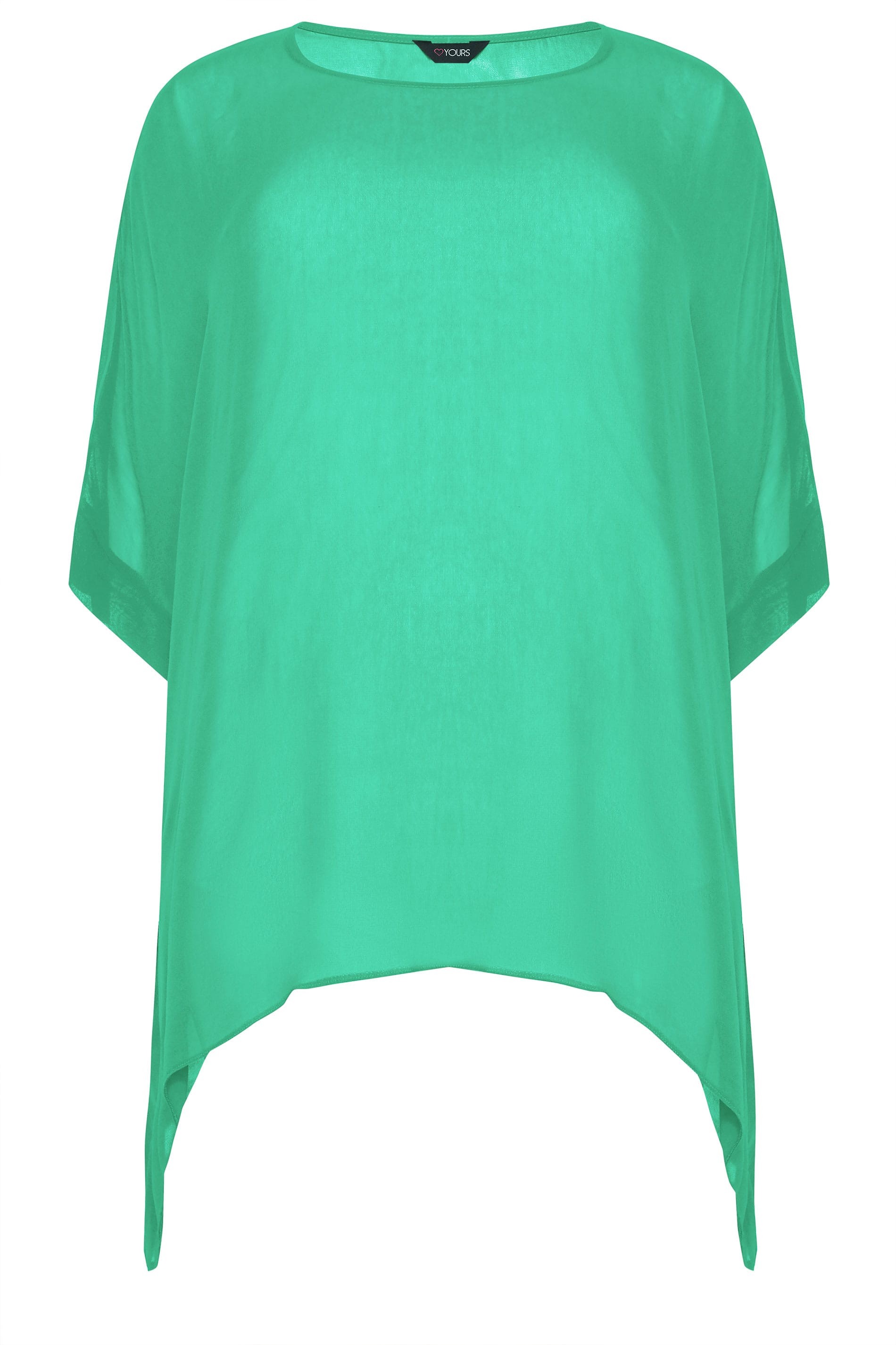 SIZE UP Green Chiffon Cape Top | Sizes 16 to 36 | Yours Clothing
