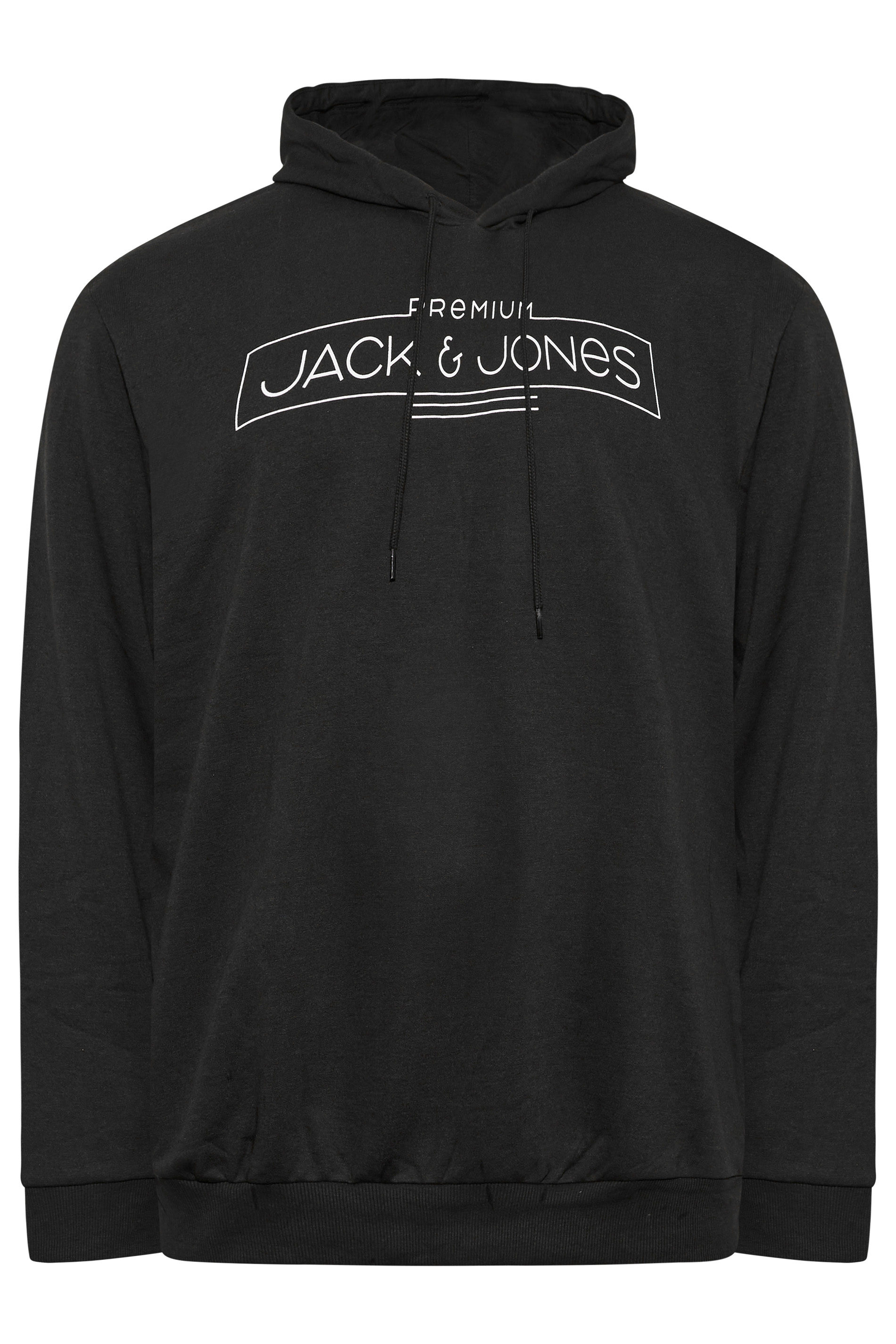 JACK & JONES Big & Tall Black Premium Logo Hoodie | BadRhino 1