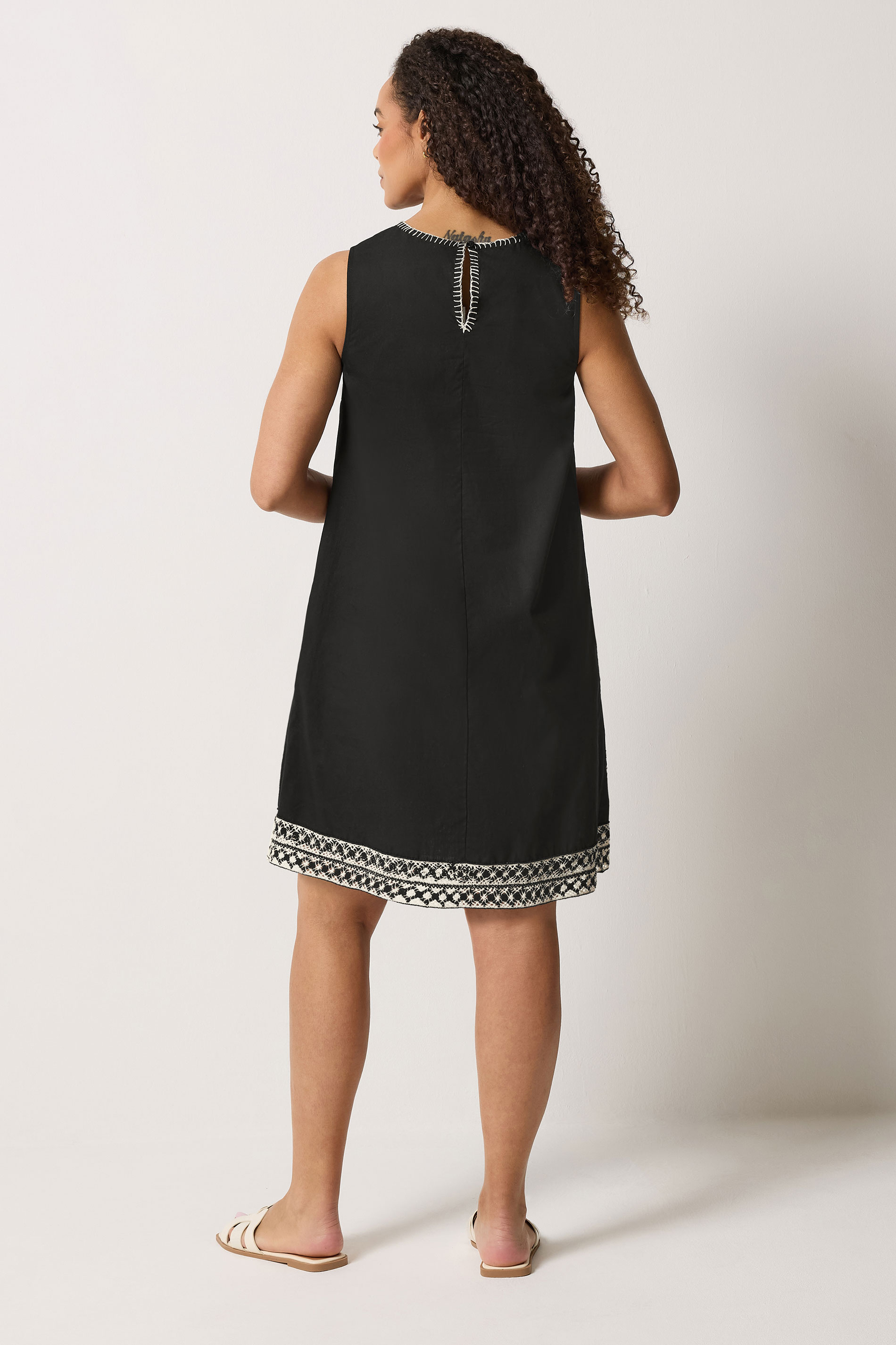 M&Co Black Contrast Trim Cotton Shift Dress | M&Co 4