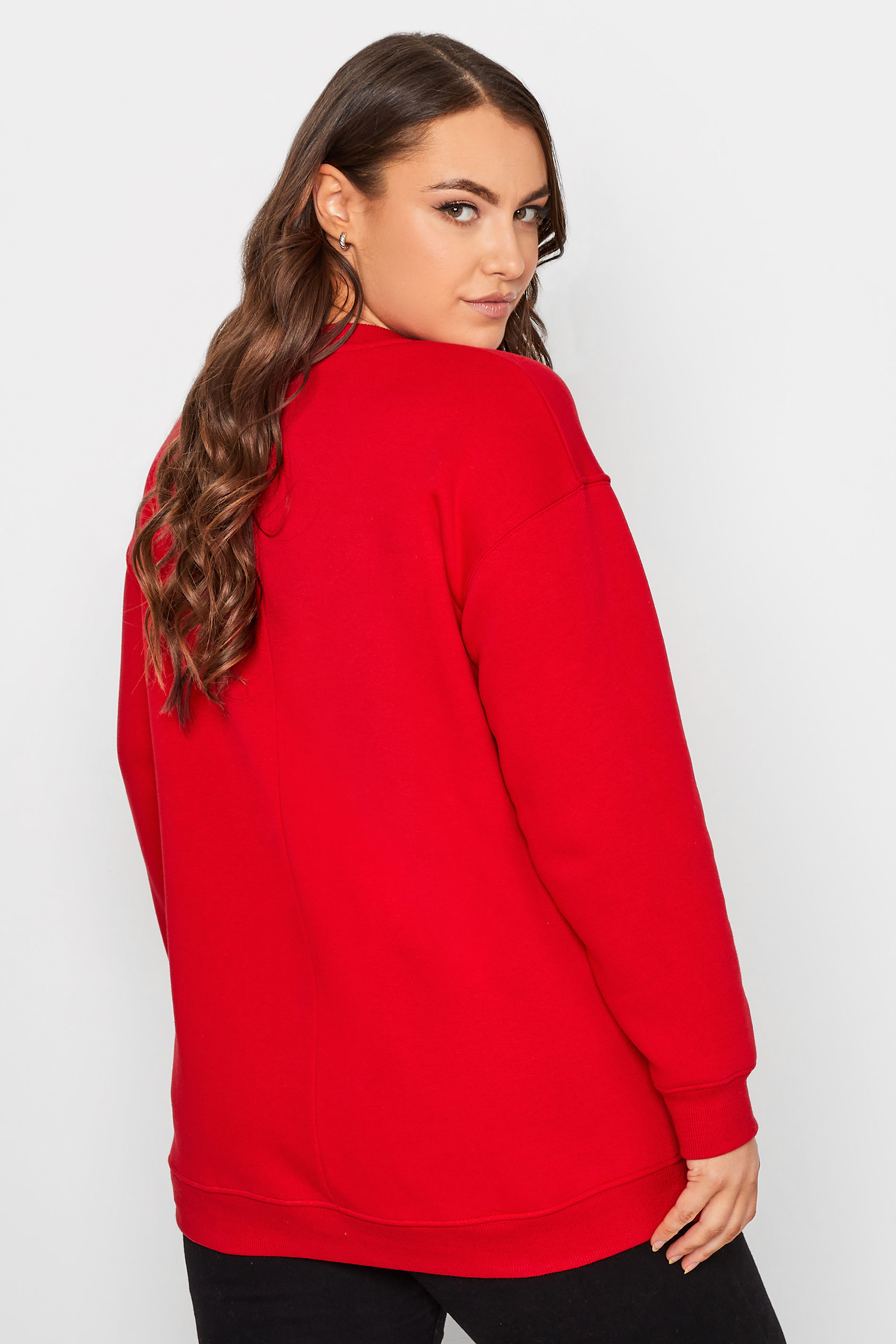 Plus Size Red 'USA' Embroidered Slogan Sweatshirt | Yours Clothing 3