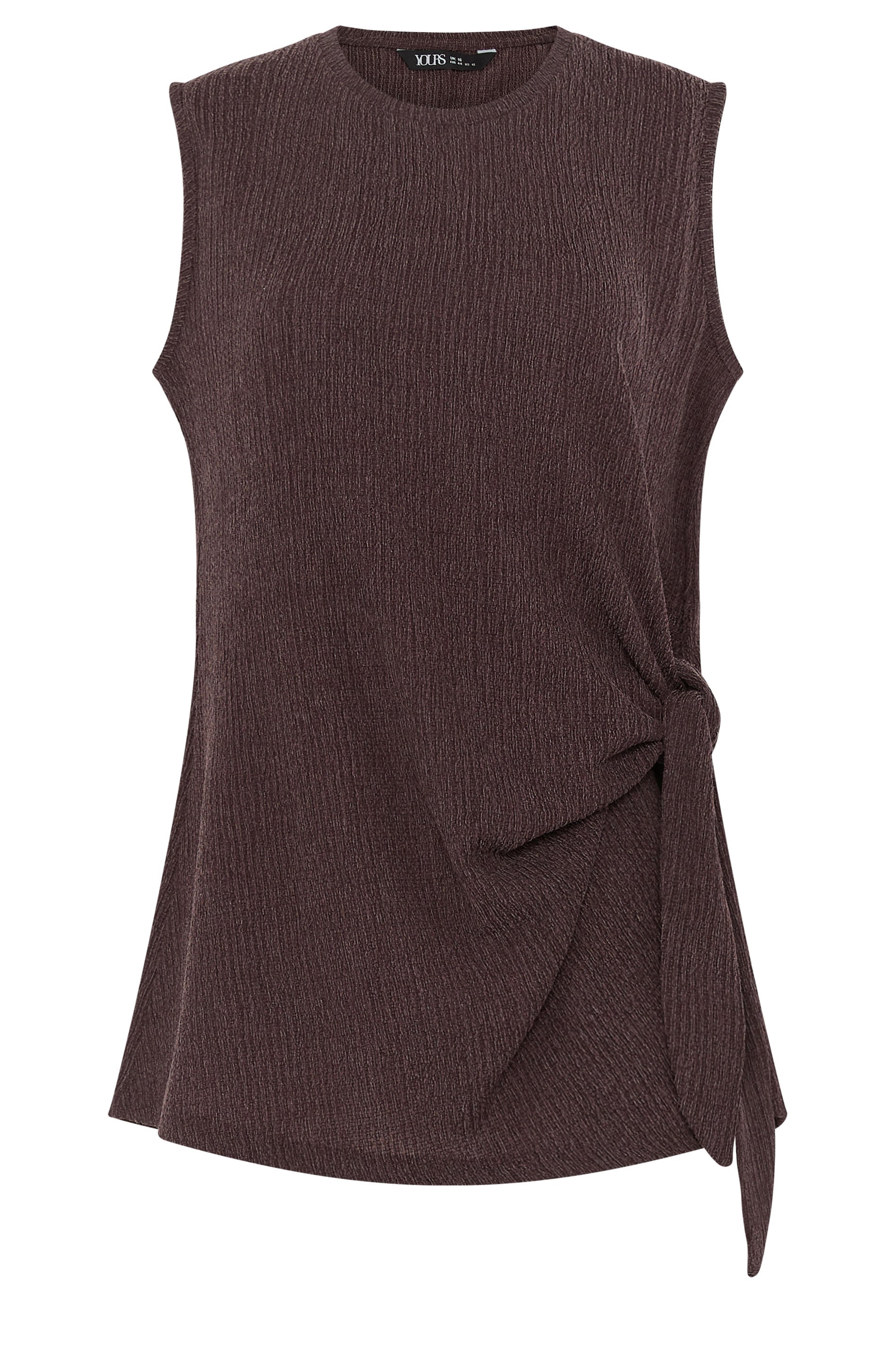 YOURS Plus Size Chocolate Brown Side Knot Vest Top | Yours Clothing 5