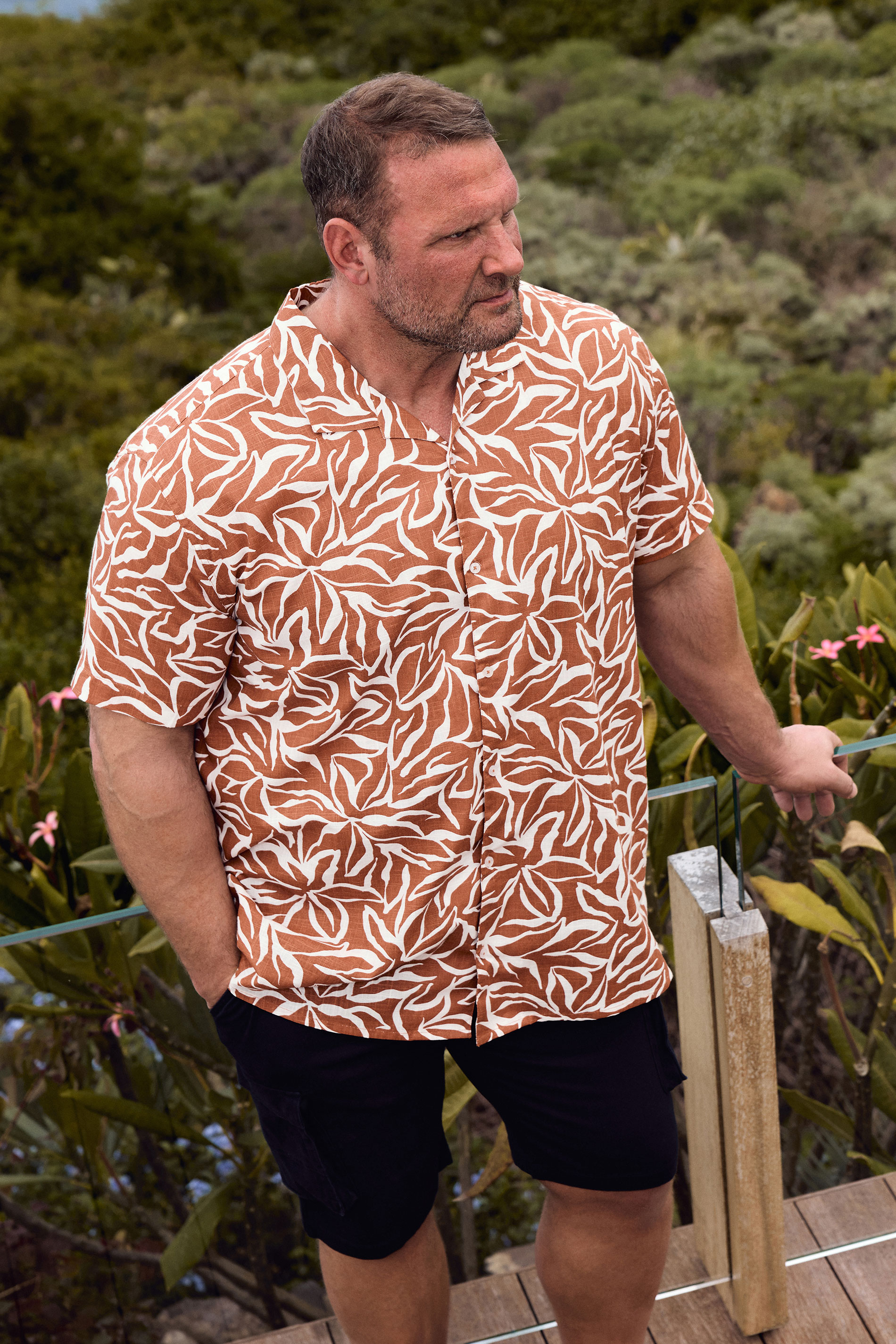 BadRhino Big & Tall Clay Orange Leaf Print Shirt | BadRhino 3