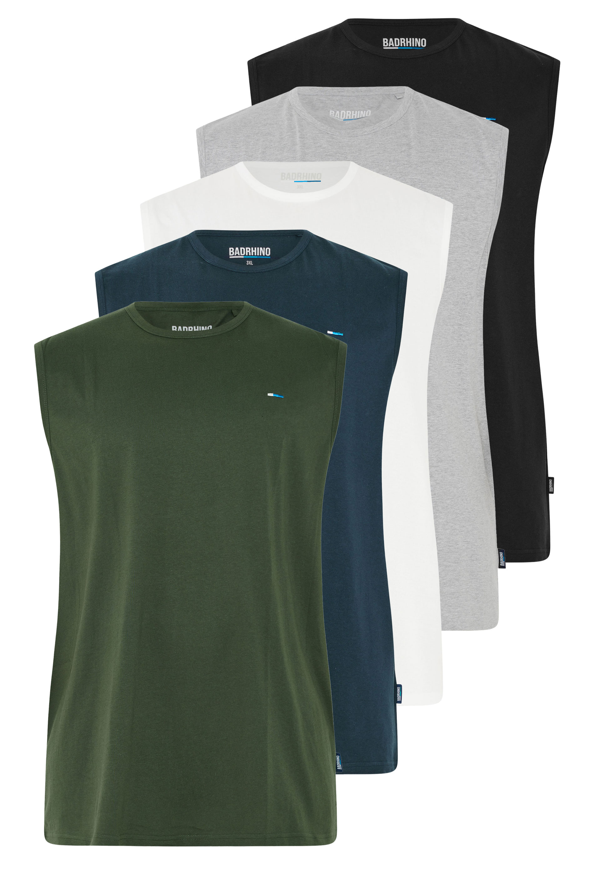 BadRhino Big & Tall Black/White/Navy/Khaki/Grey 5 Pack Muscle Vest | BadRhino 8