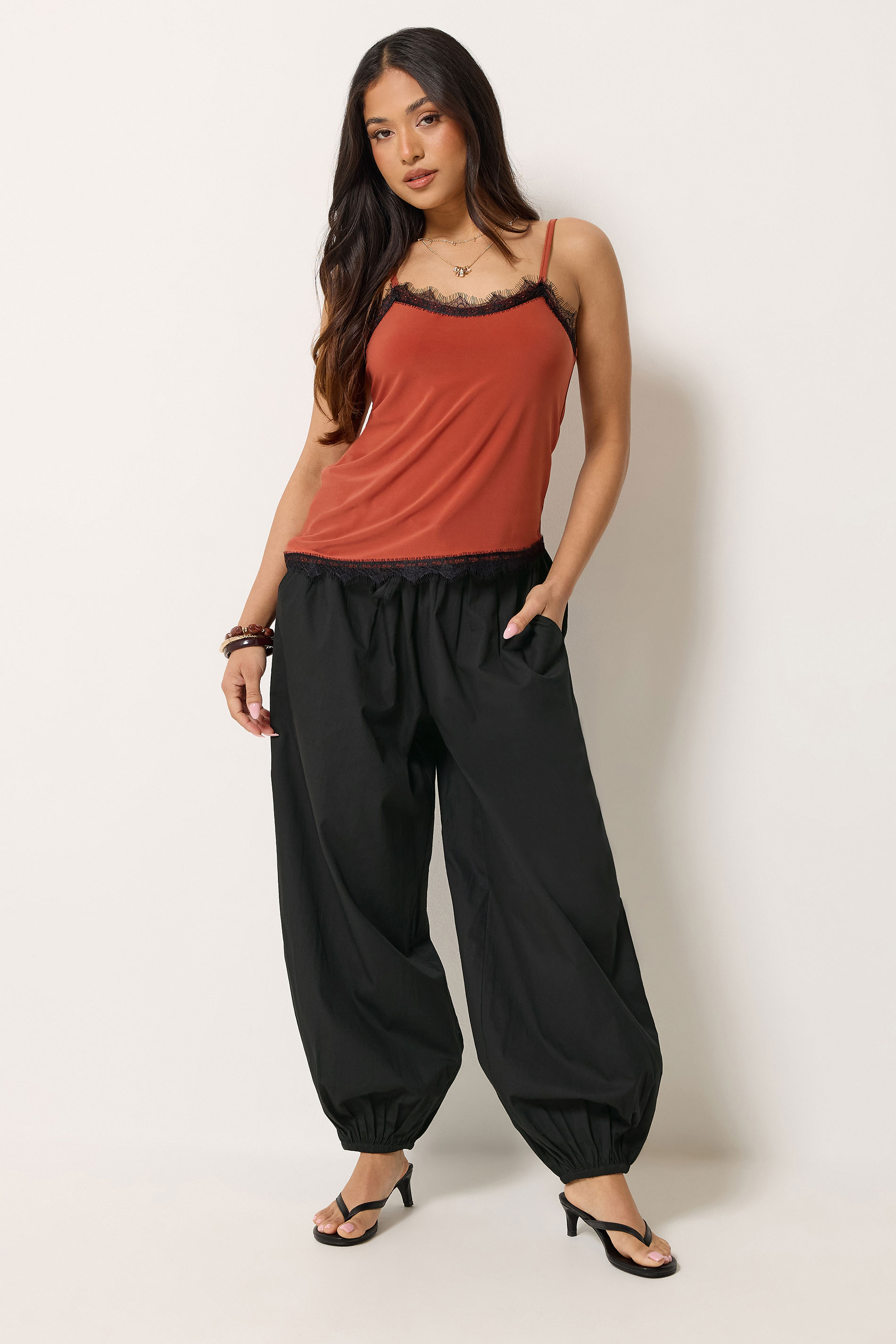 PixieGirl Petite Women's Black Cotton Cuffed Balloon Trousers | PixieGirl 3