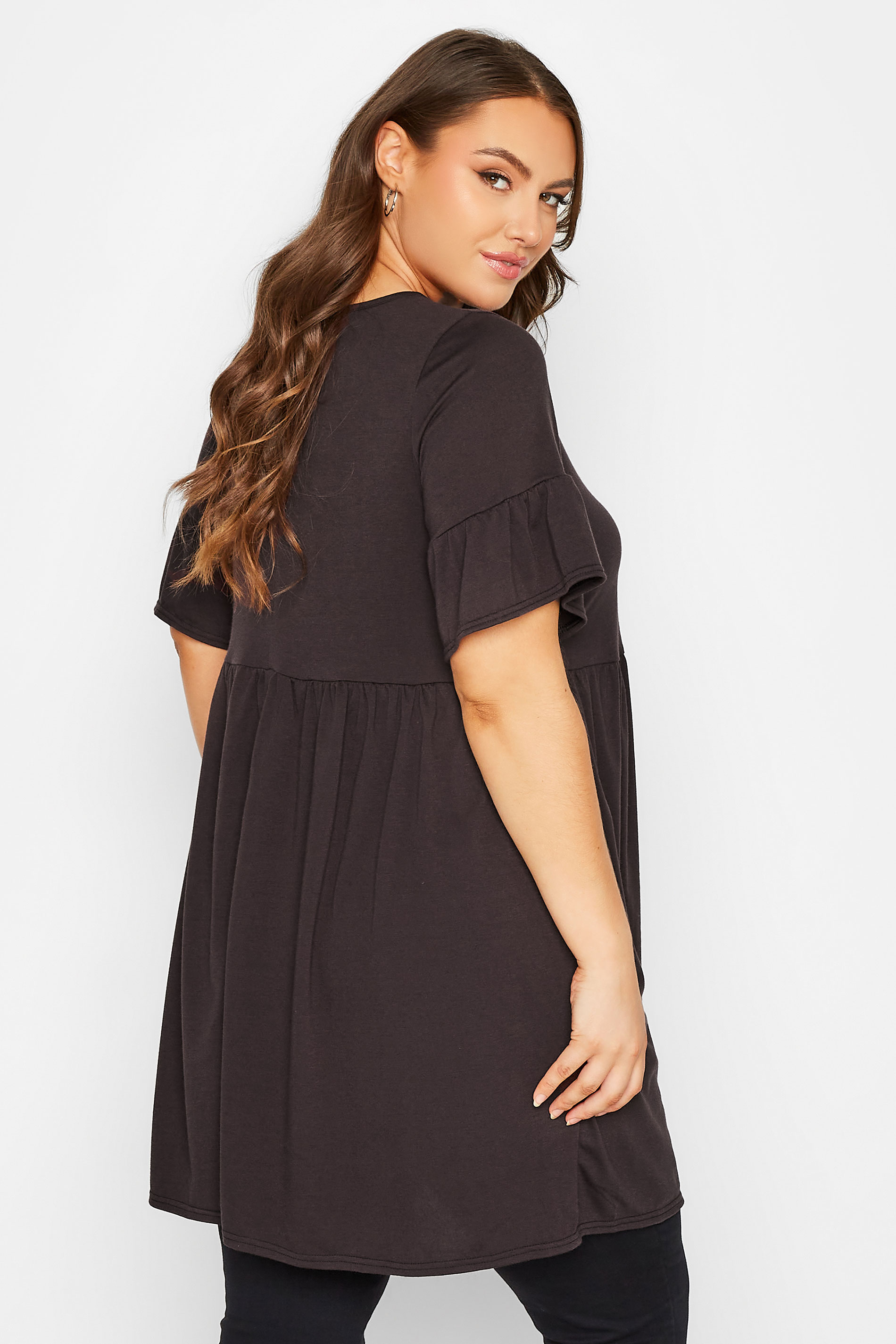 Curve Brown Short Sleeve Tunic Dress Yours Clothing