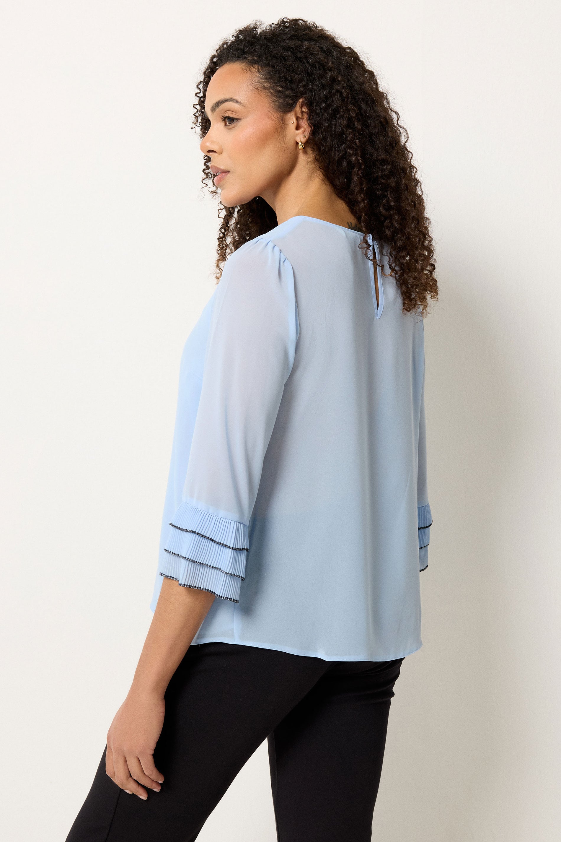 M&Co Blue Frill Sleeve Blouse | M&Co 2