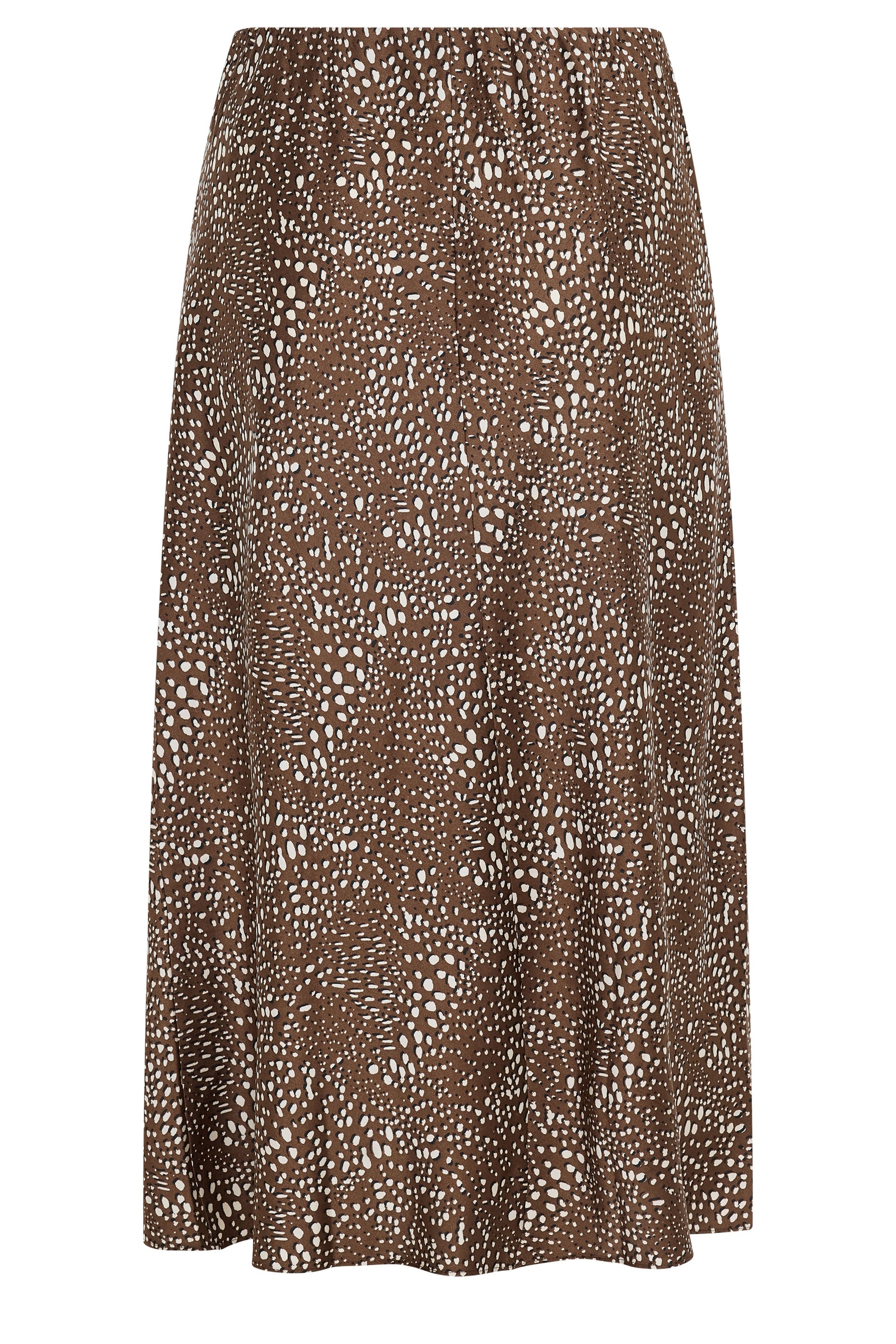 YOURS Plus Size Chocolate Brown Deer Print Satin Skirt | Yours Clothing 6
