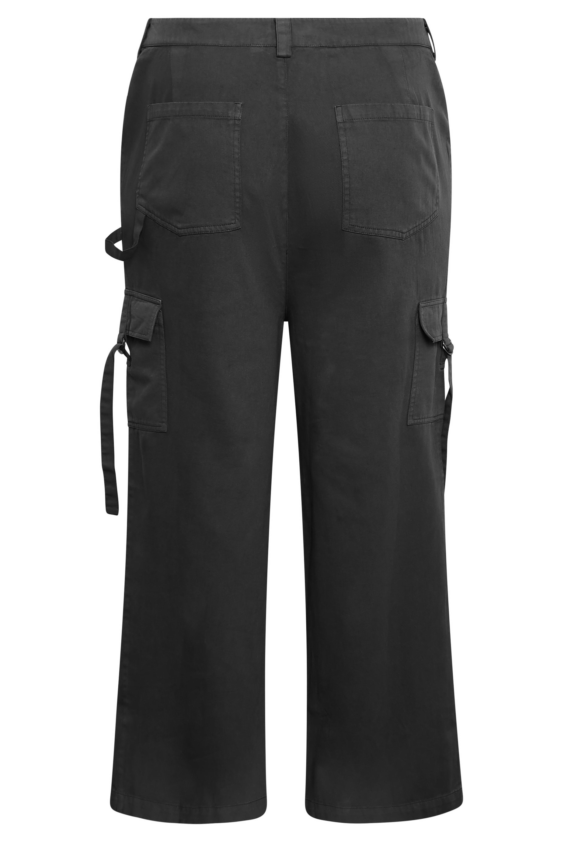 YOURS Plus Size Black Wide Leg Twill Cargo Trousers