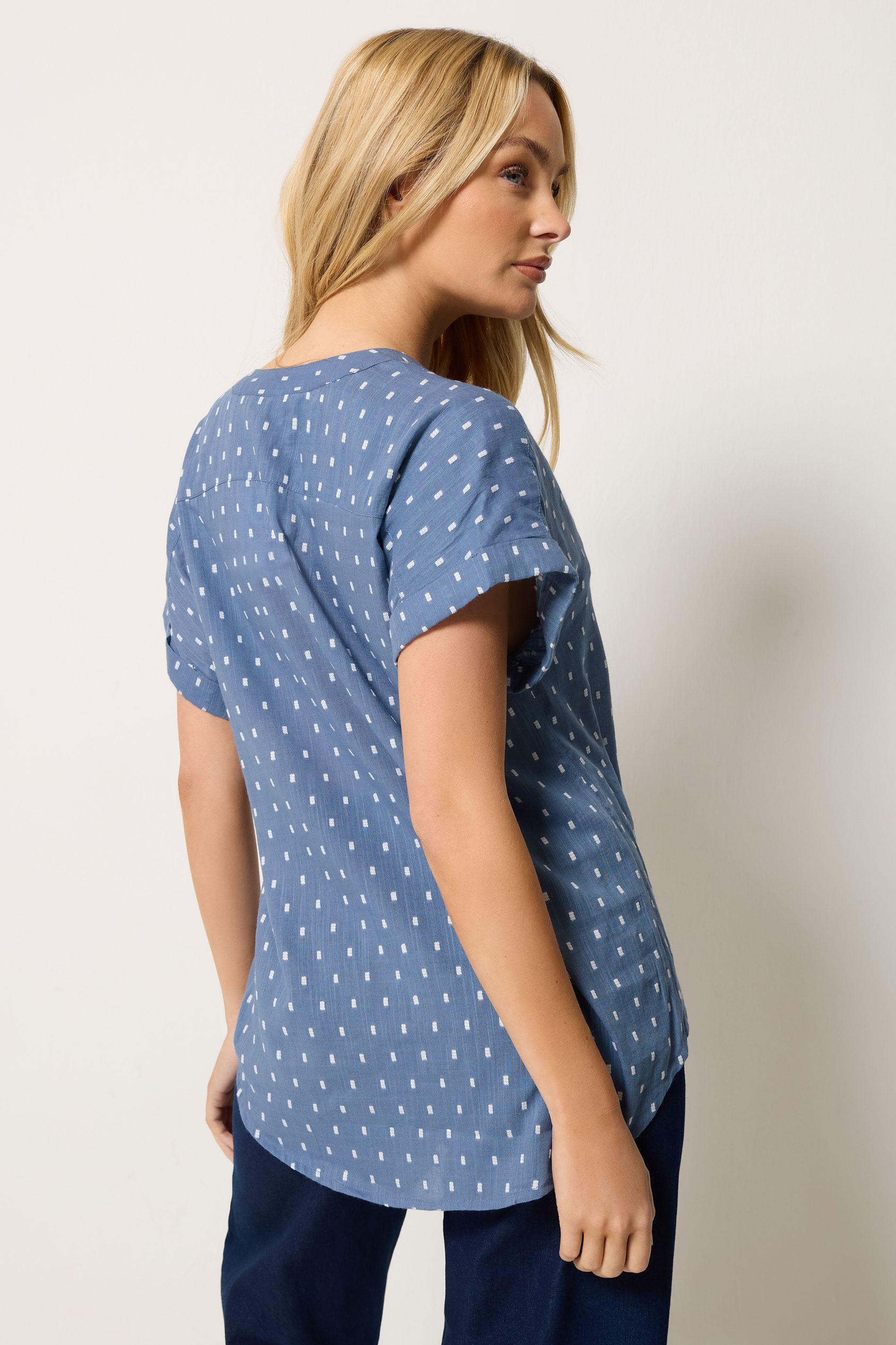 M&Co Women's Denim Blue Dobby Shirt | M&Co 2