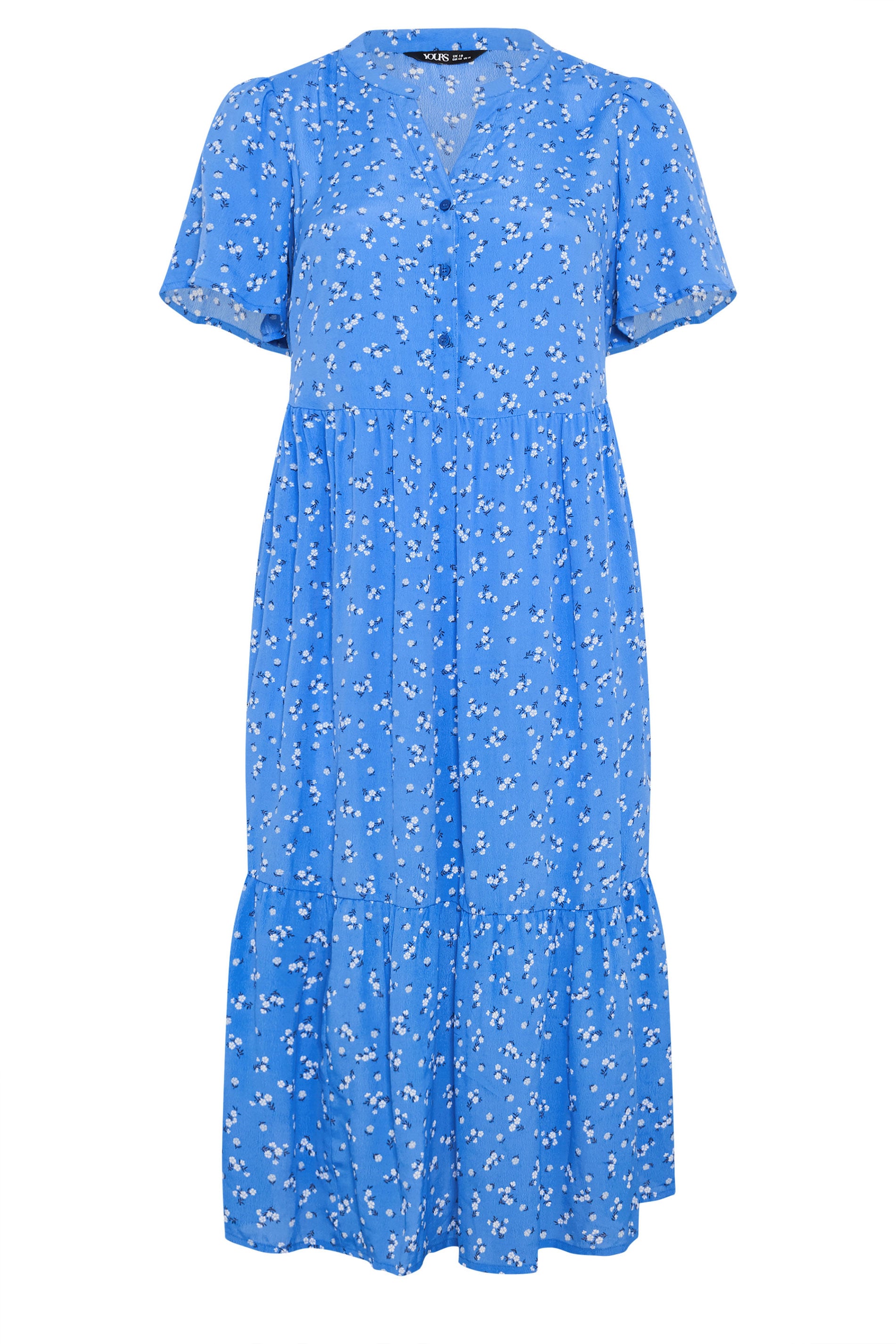 YOURS Plus Size Blue Ditsy Floral Placket Dress | Yours Clothing 5