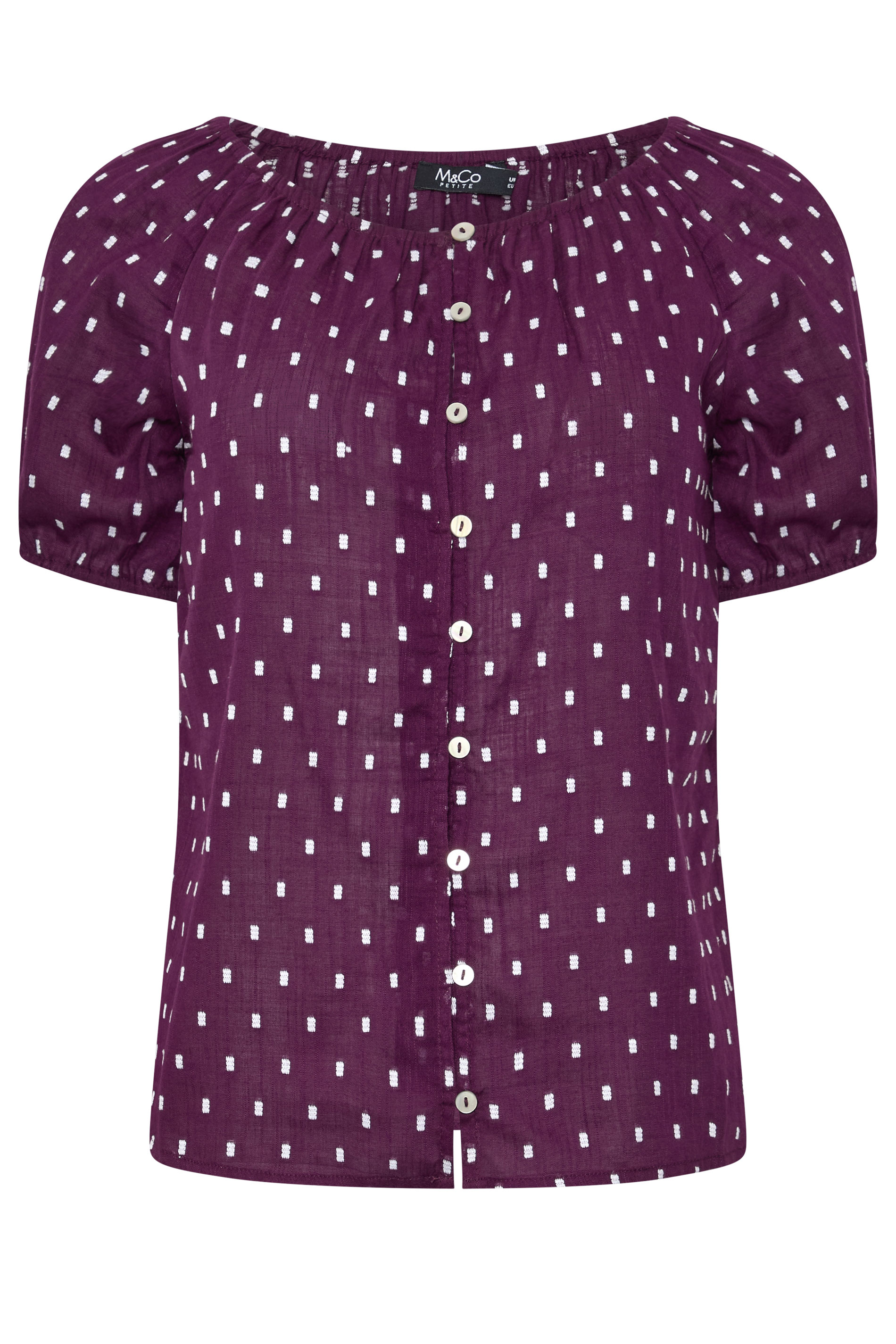 M&Co Petite Women's Purple Dobby Button Blouse | M&Co 5