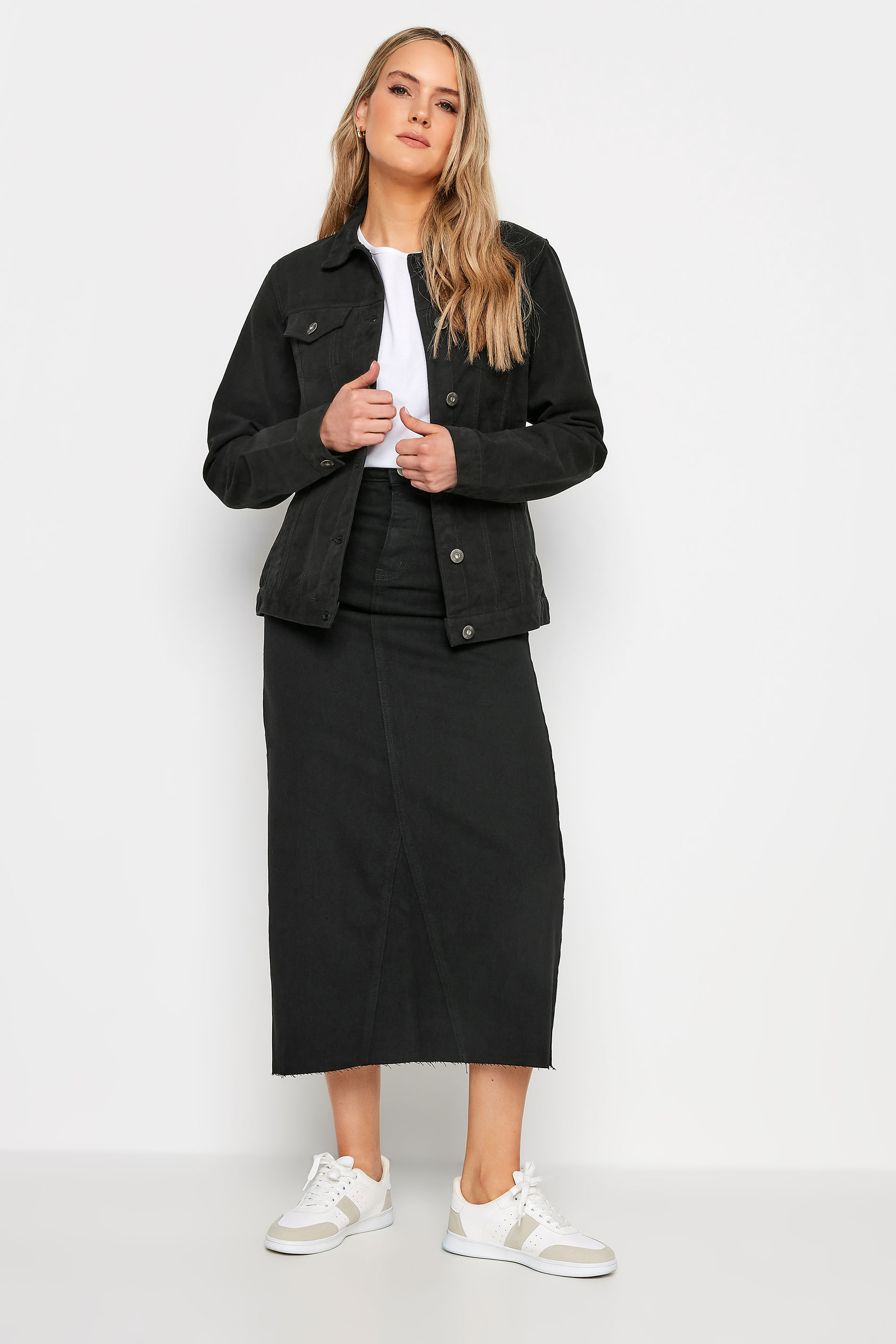 LTS Tall Womens Black Denim Button Through Jacket | Long Tall Sally 3