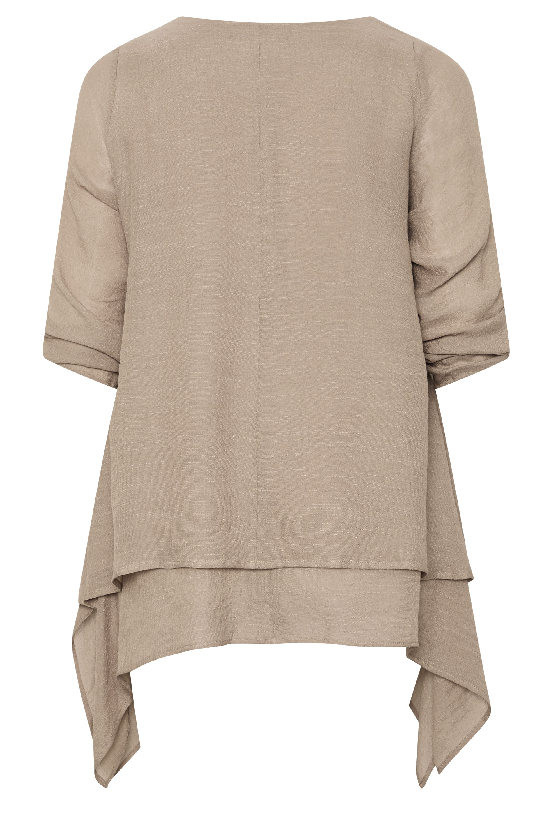 EVANS Plus Size Natural Brown Double Layer Blouse | Evans 2
