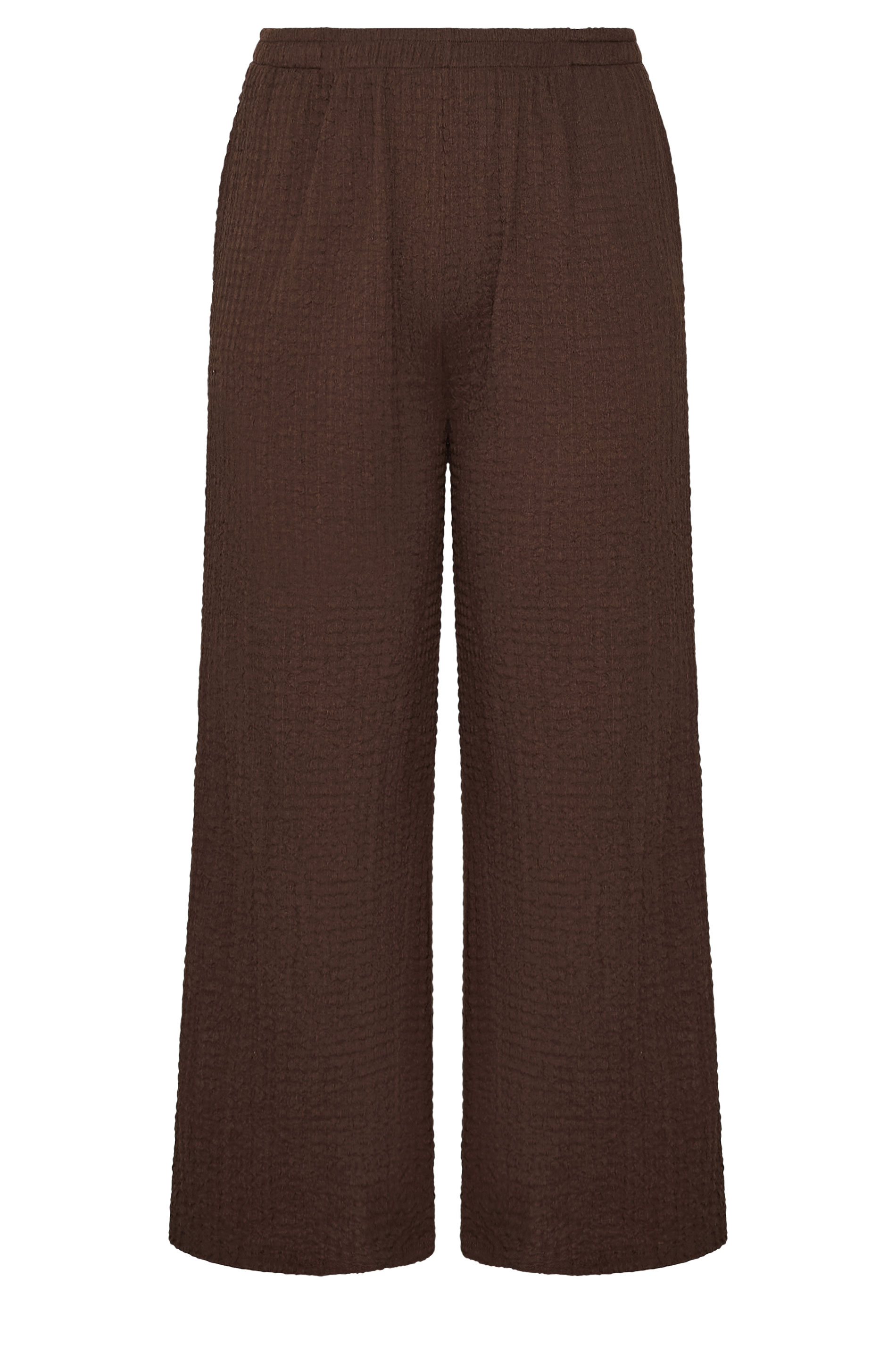 YOURS Plus Size Brown Bubble Texture Wide Leg Trousers | Yours Clothing 5