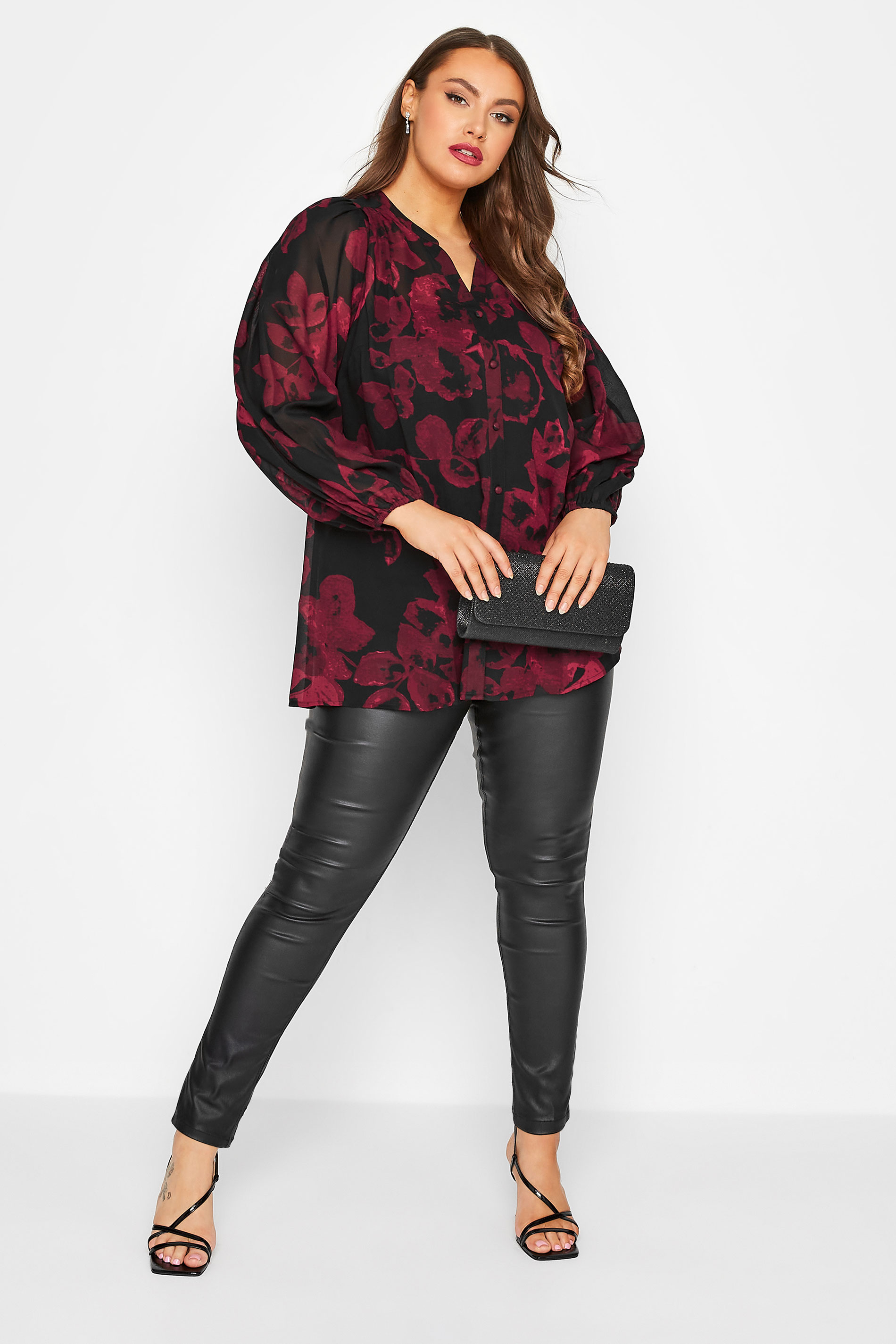 YOURS LONDON Curve Black Floral Print Blouse | Yours Clothing 3