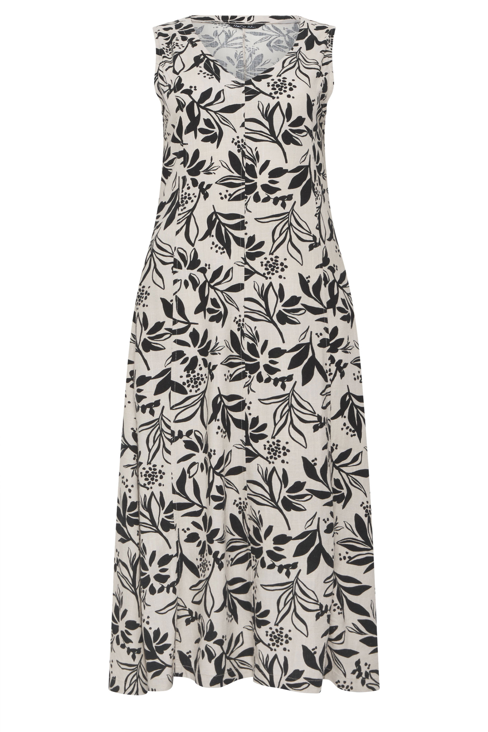 M&Co White Leaf Print Linen Midi Dress | M&Co 6