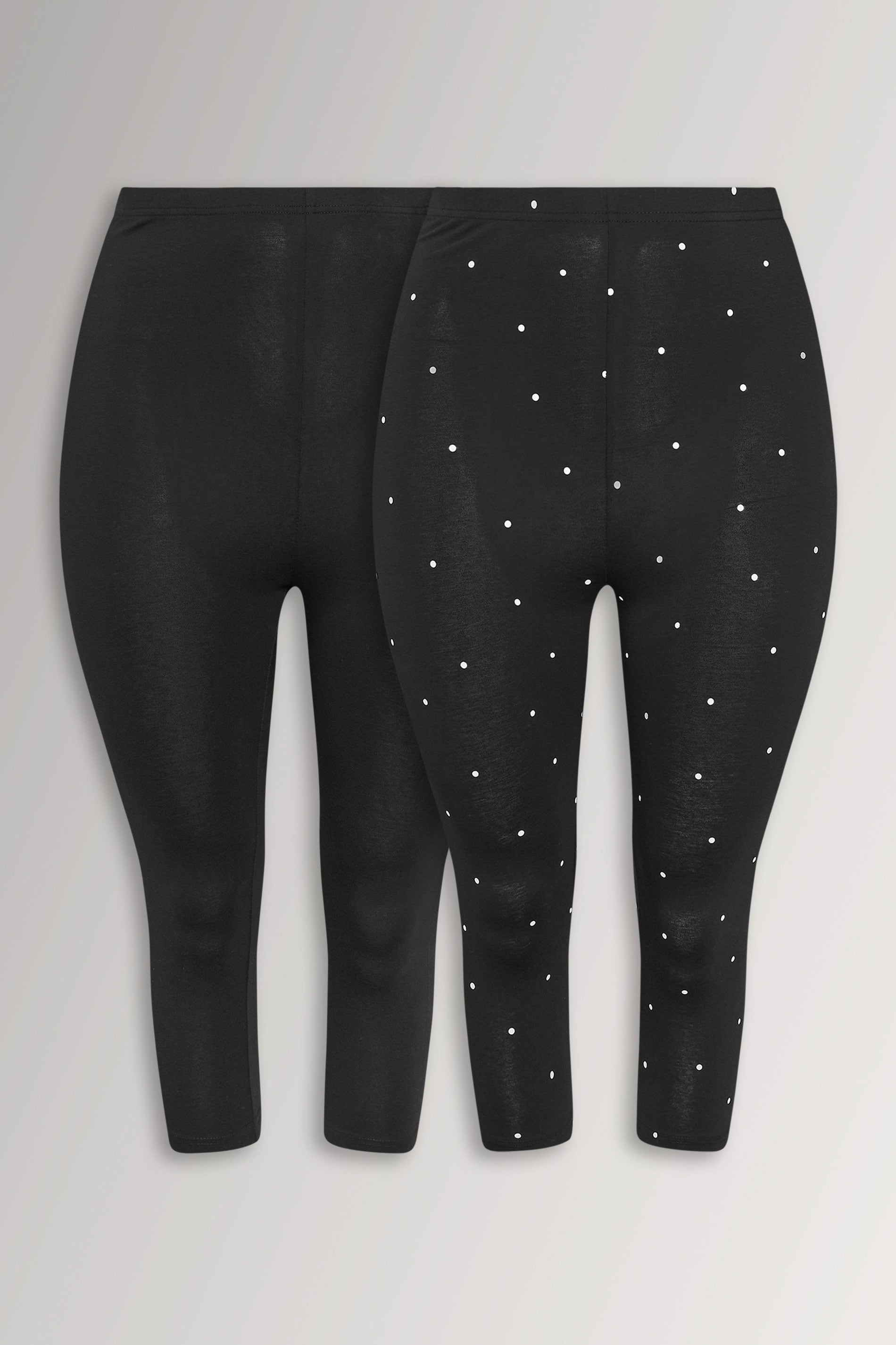 YOURSET 2 PACK Plus Size Black Polka Dot Crop Leggings | Yours Clothing 3