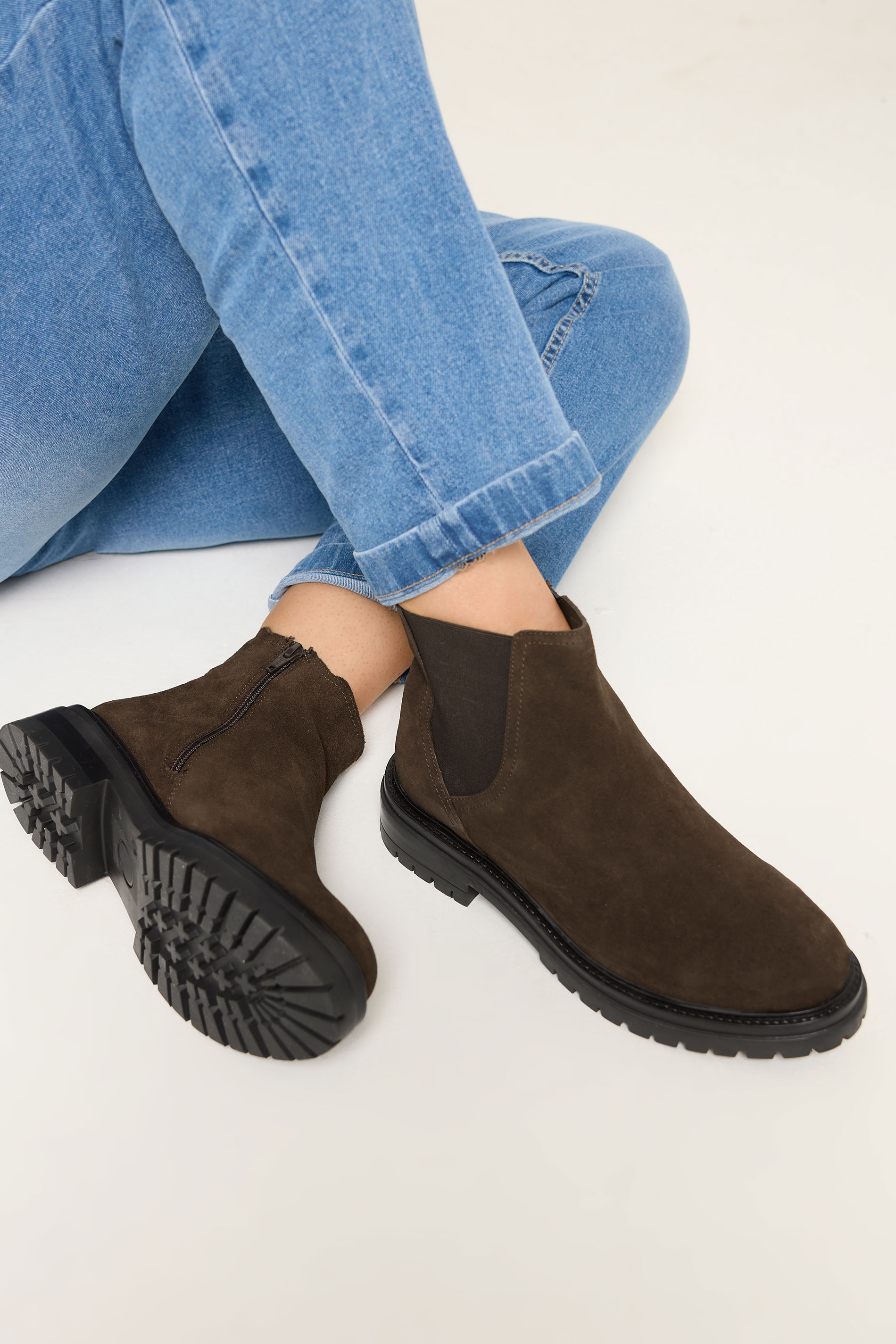 Chocolate Brown Suede Chelsea Boots In Wide E Fit | Yours Clothing 1