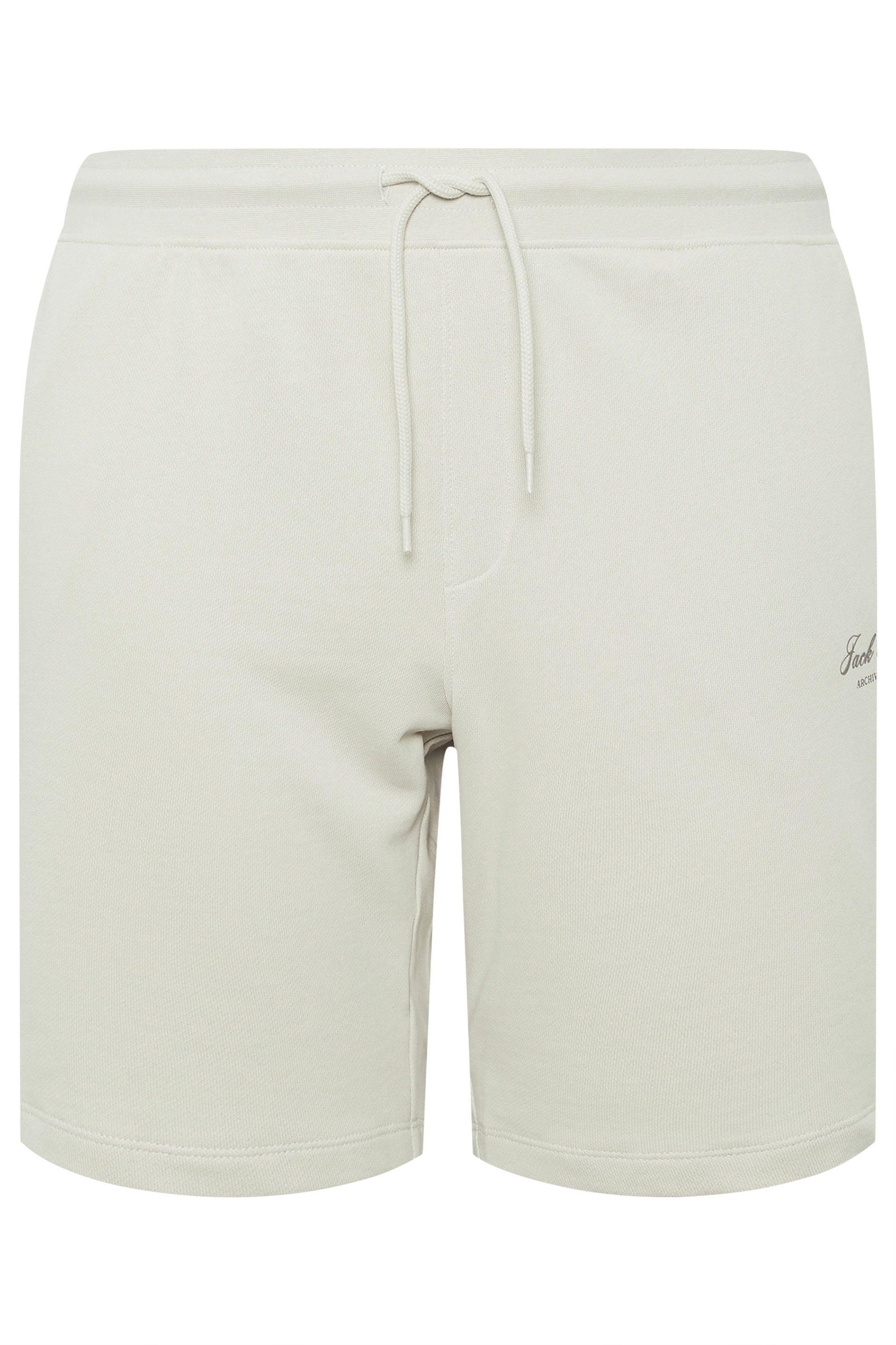 JACK & JONES Big & Tall Moonbeam White Logo Jogger Sweat Shorts | BadRhino 2