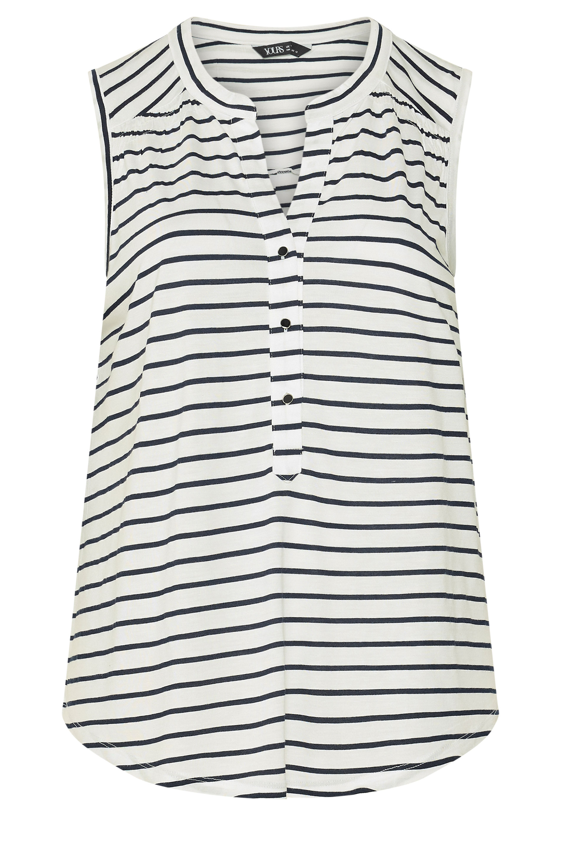 YOURS Plus Size White Stripe Notch Neck Top | Yours Clothing 5