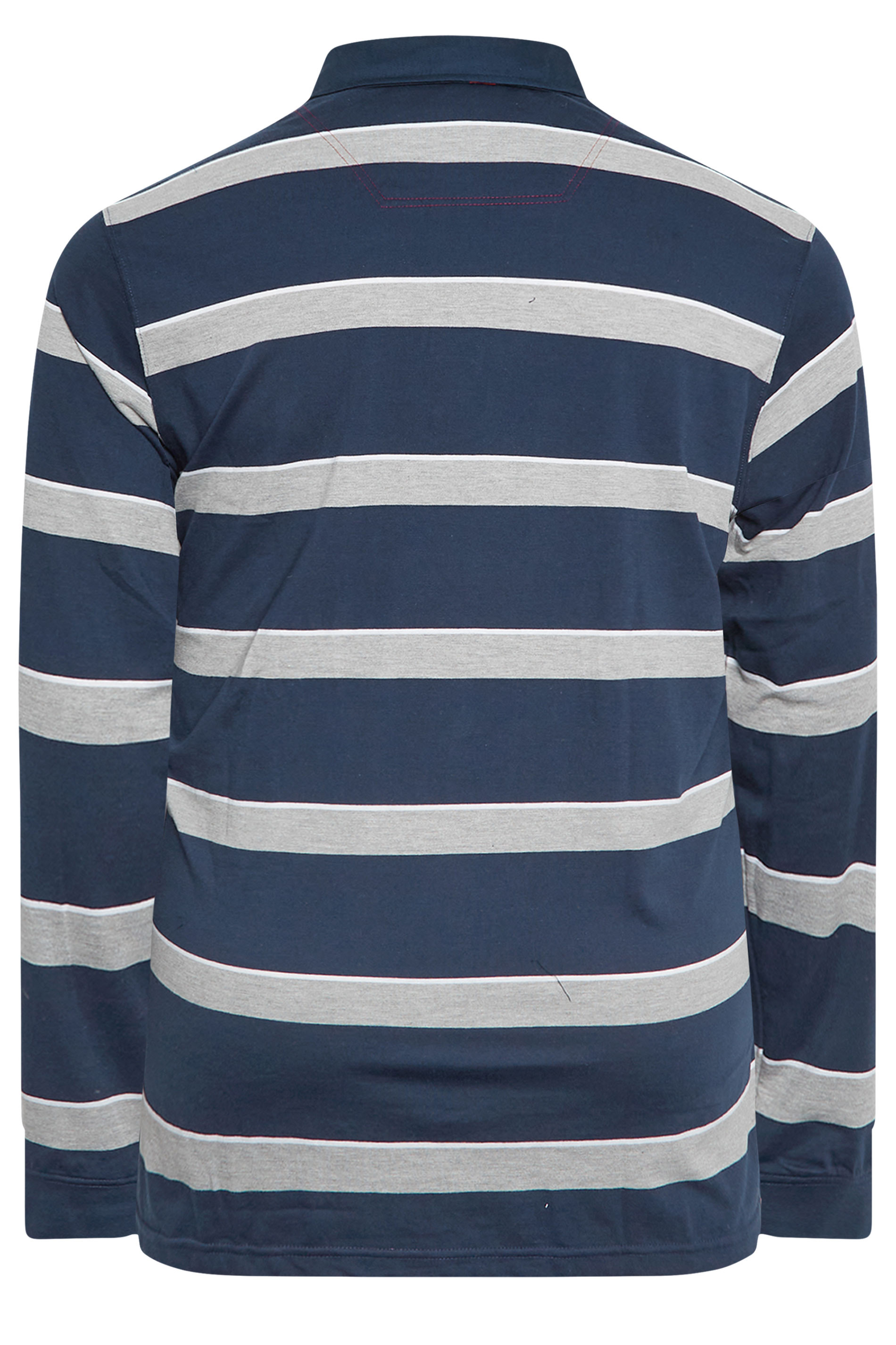 D555 Big & Tall Navy Blue Stripe Rugby Style Shirt | BadRhino 2