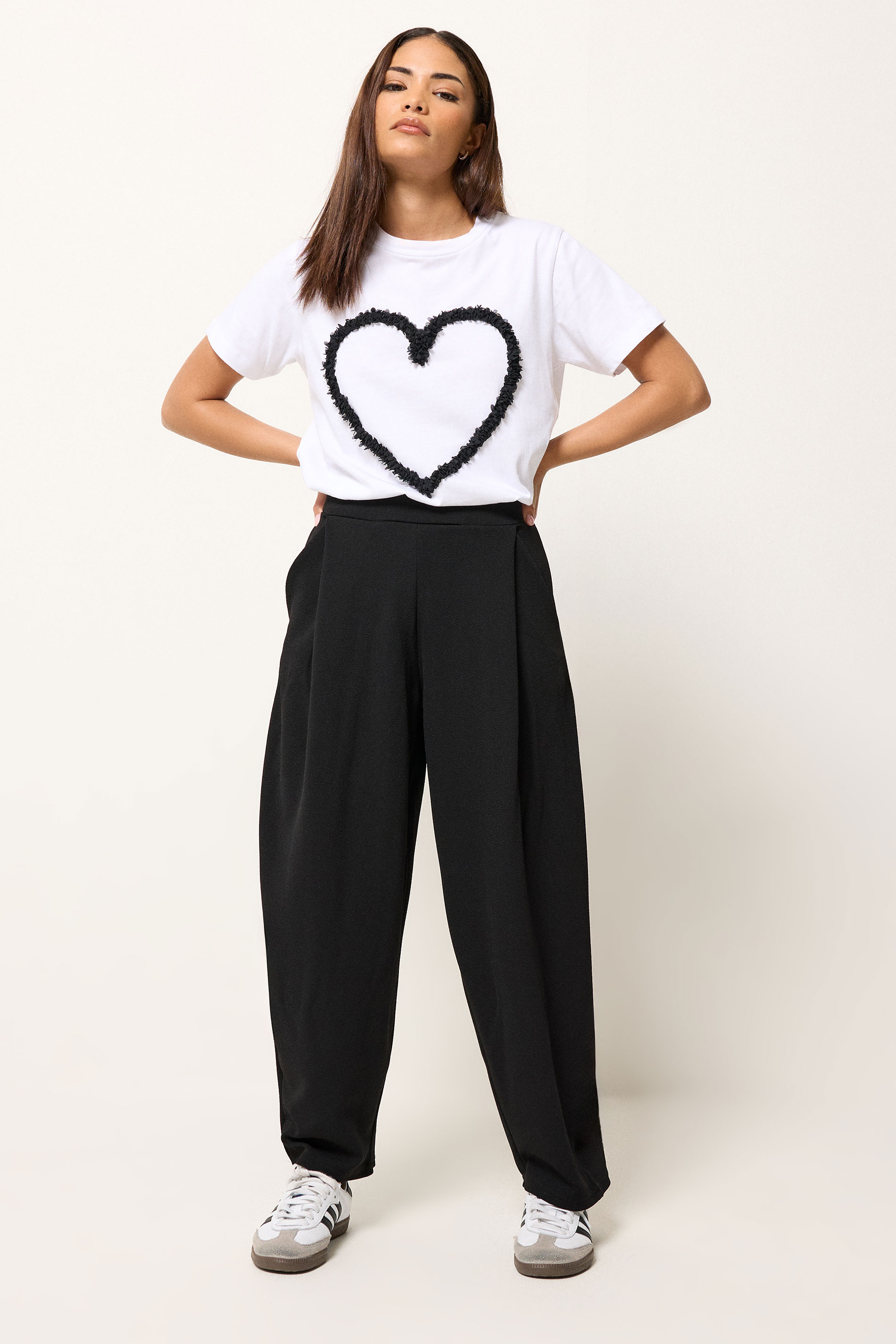 PixieGirl Petite Women's Black Scuba Barrel Trousers | PixieGirl 3