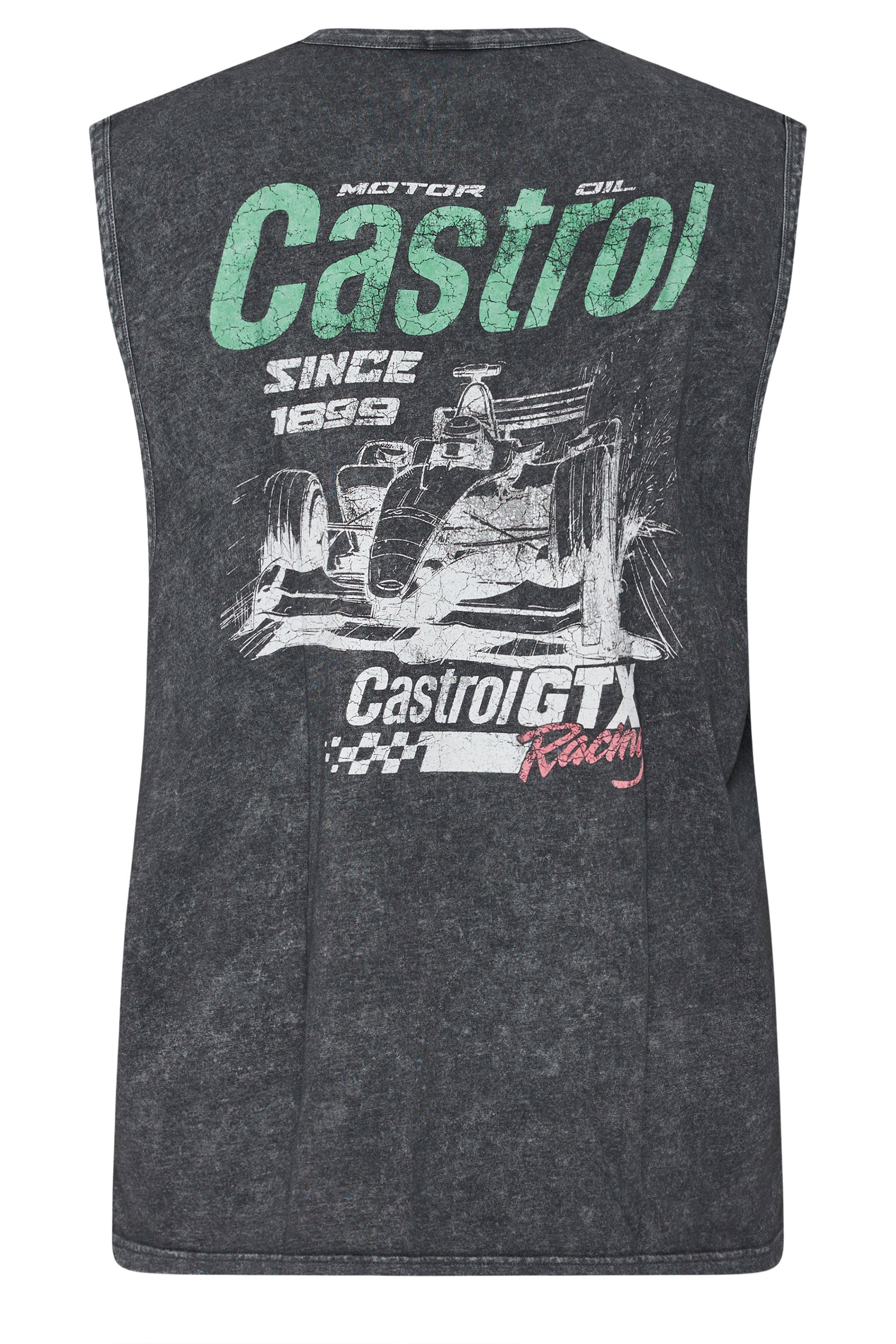 BadRhino Big & Tall Black Acid Wash 'Castrol' Graphic Vest | BadRhino 9